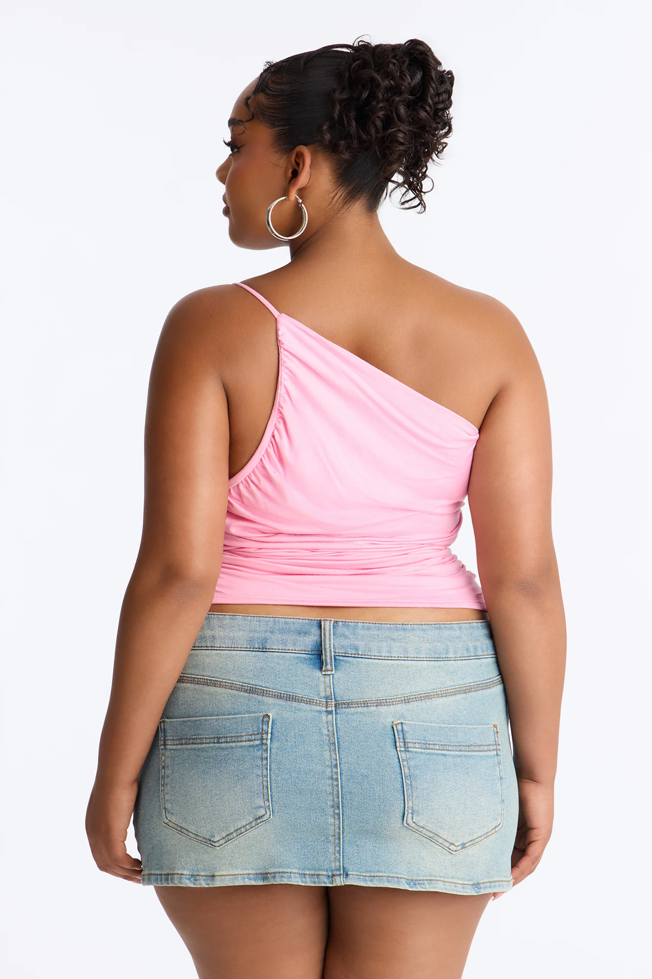 Kehlani One Shoulder Ruched Sleeveless Top - Pink - Image 7