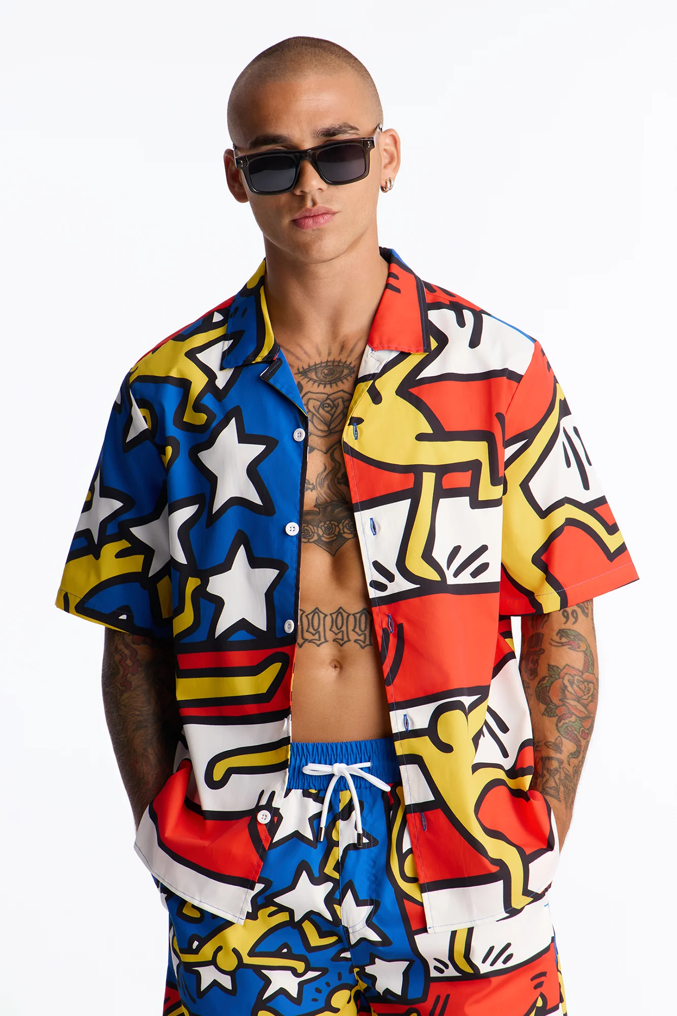 Keith Haring Freedom Button Up Shirt - Multi Color