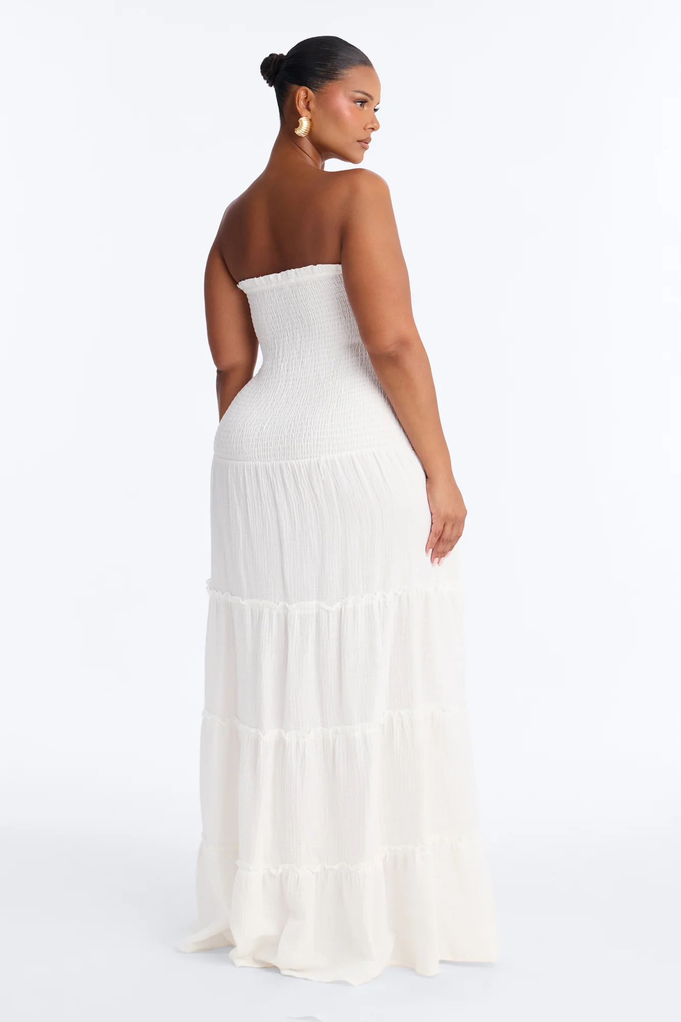 Kellie Smocked Drop Waist Maxi Dress - White - Image 7