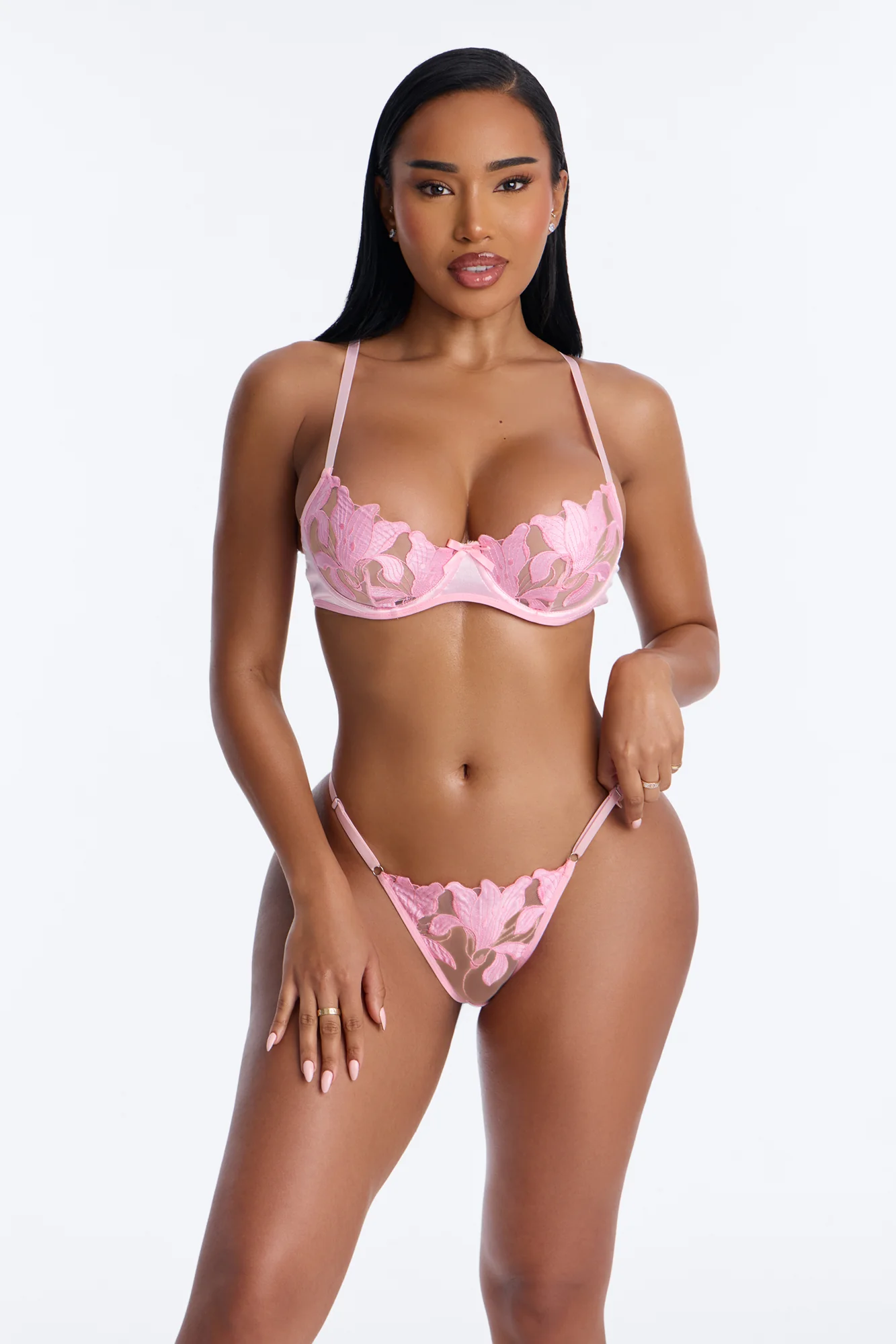Kelly Embroidered Mesh 2 Piece Set - Pink
