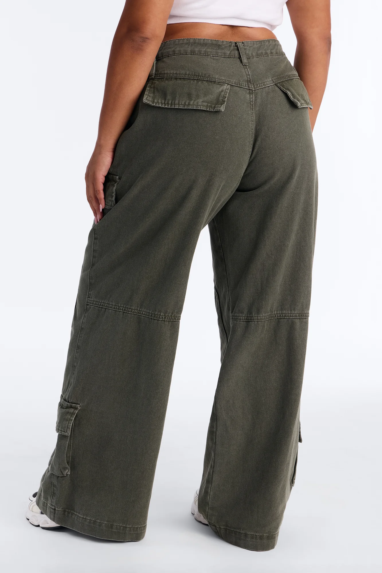 Kendra High Rise Wide Leg Cargo Pant - Olive - Image 8