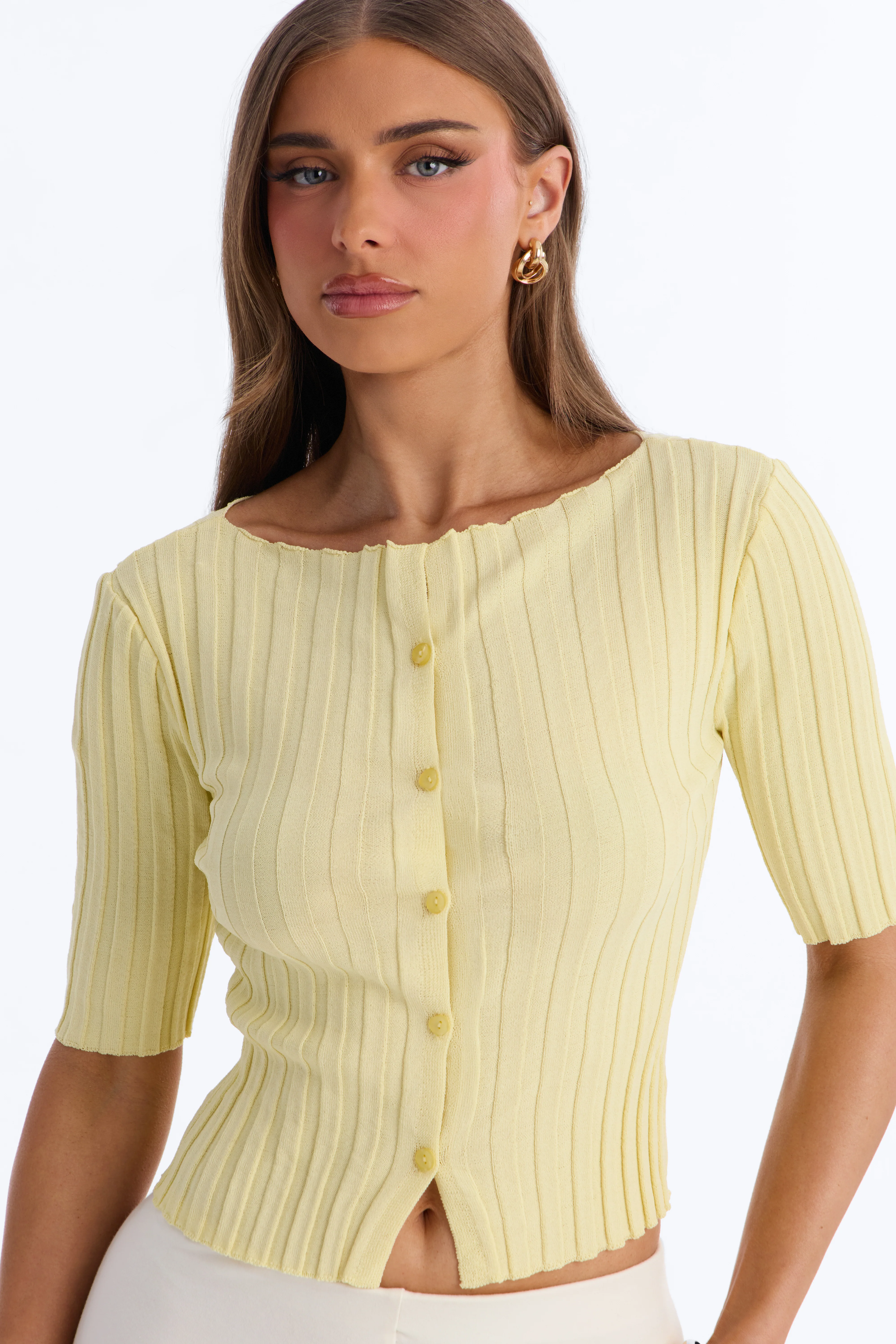 Kenny Short Sleeve Sweater Top - Butter Yellow - Image 3