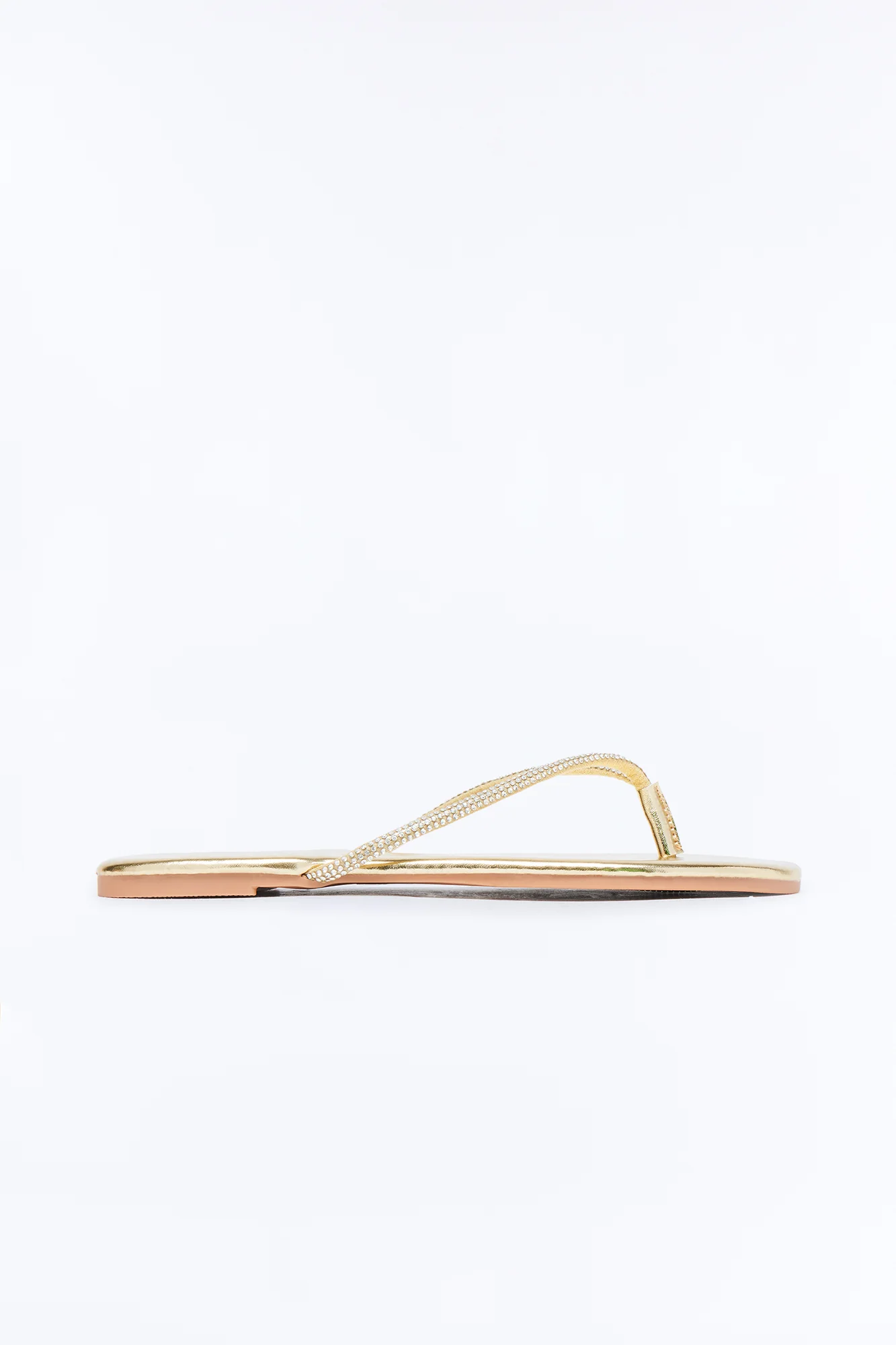 Kiko Rhinestone Trim Flip Flops - Gold - Image 4