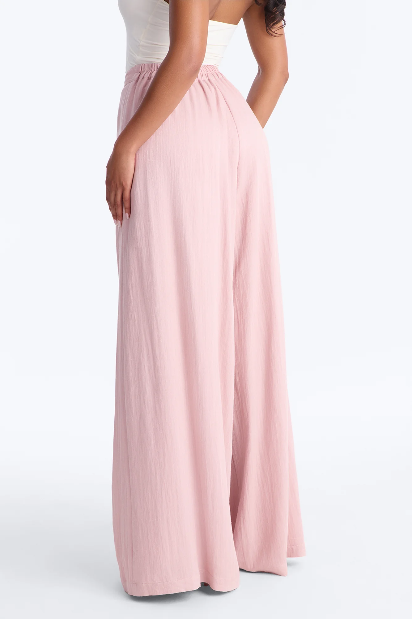 Kimia Mid Rise Extra Wide Leg Pant 33″ - Light Pink - Image 3