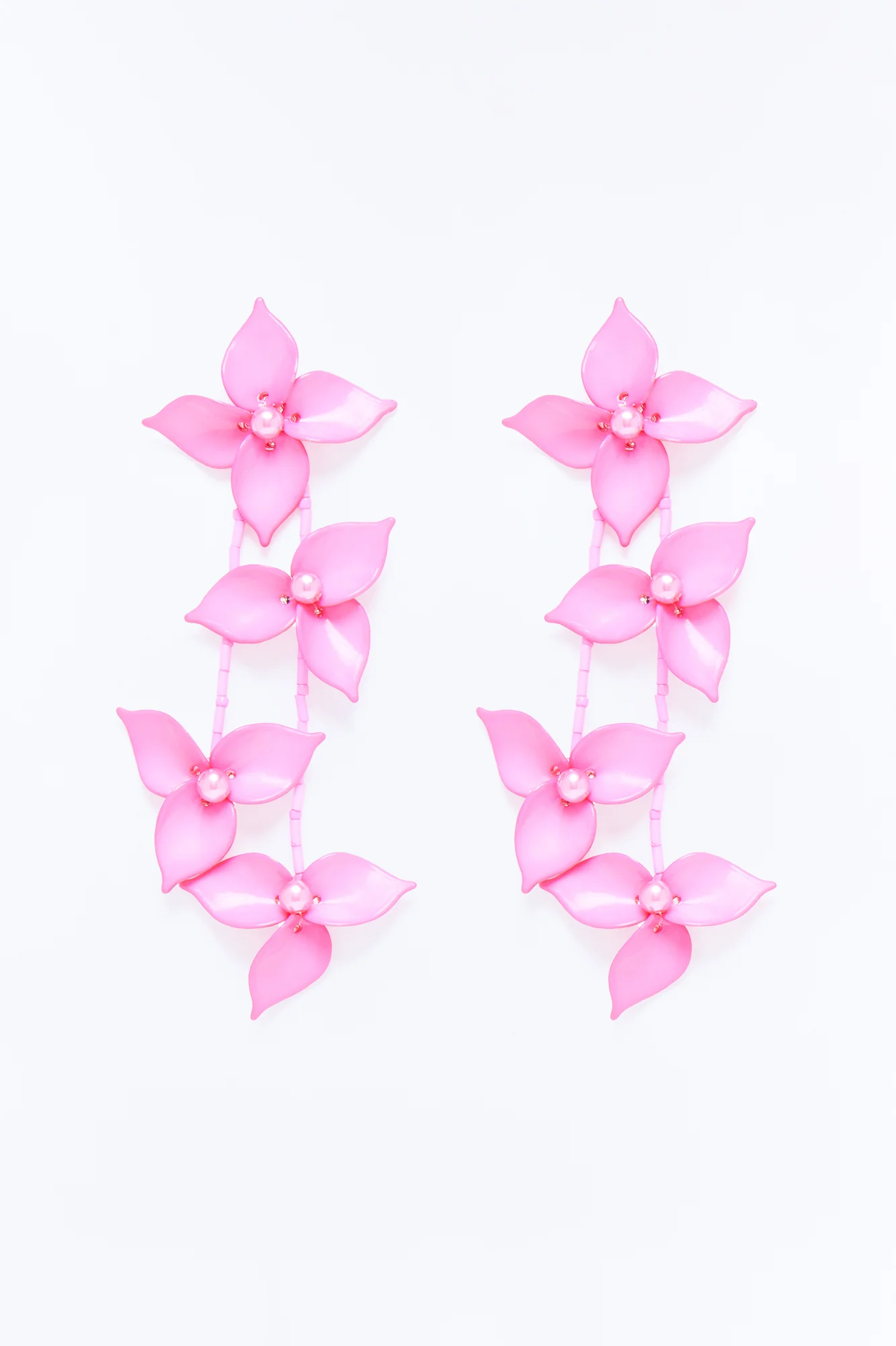 Kind Soul Floral Drop Earrings - Fuchsia - Image 3