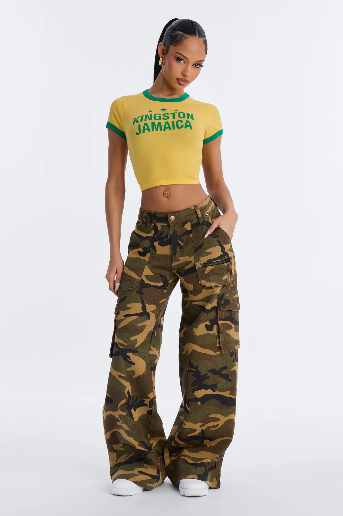 Kingston Jamaica Baby Tee - Yellow/combo - Image 2