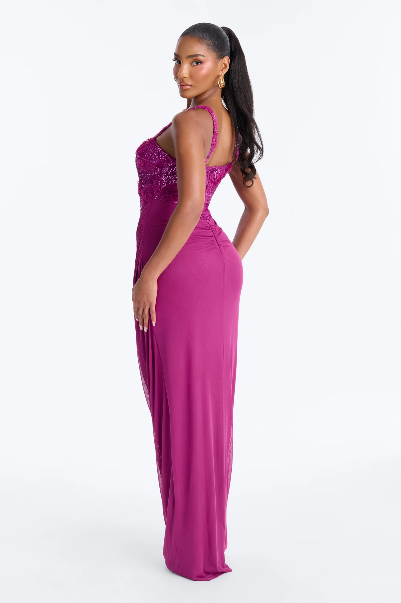 Kiss And Tell Embellished Gown - Magenta - Image 4
