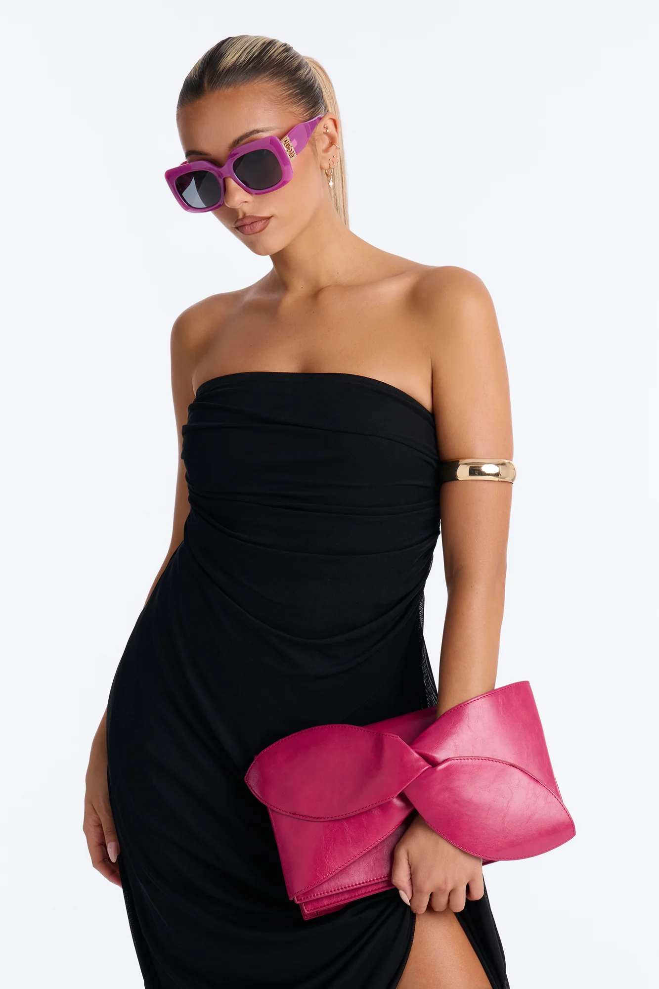 Knot Like Any Other Faux Leather Clutch - Fuchsia - Image 3