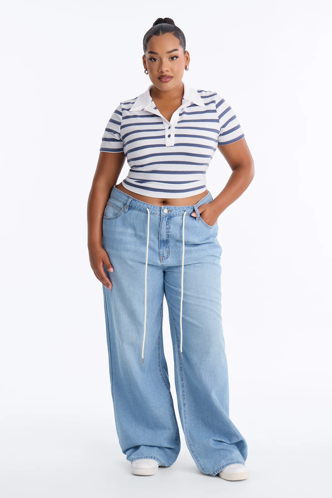 Koko Stripe Ribbed Short Sleee Polo - Navy/combo - Image 6