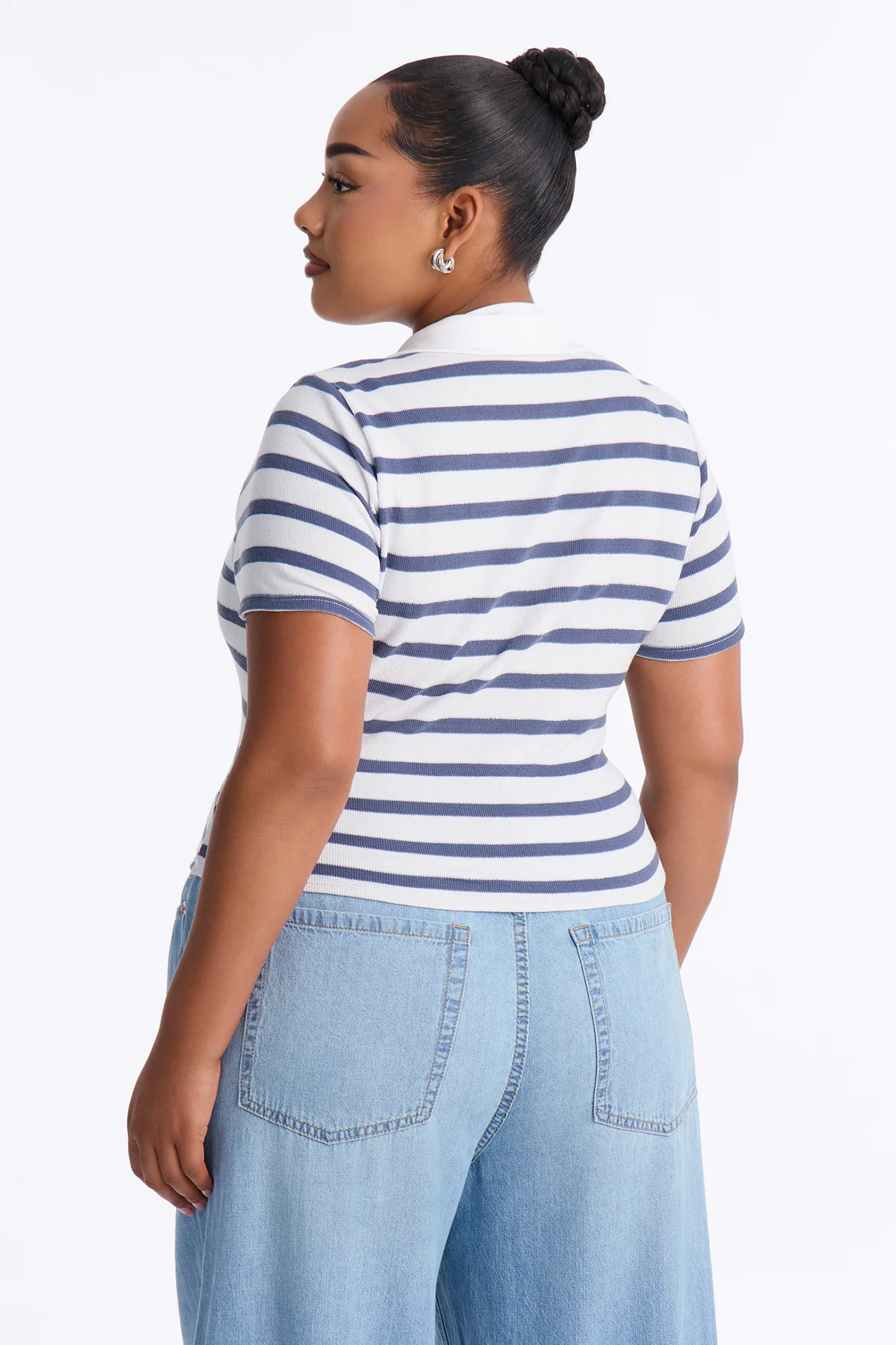 Koko Stripe Ribbed Short Sleee Polo - Navy/combo - Image 8