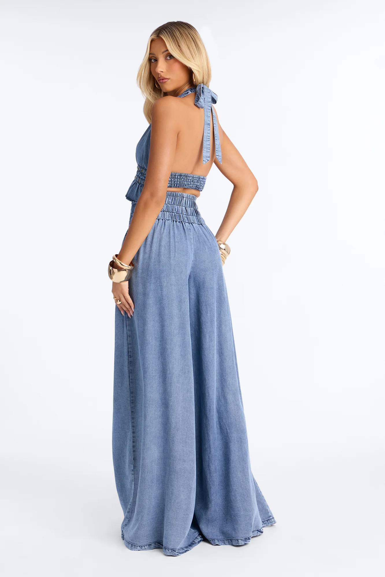 Kona Washed Chambray Halter Pant Set - Medium - Image 4