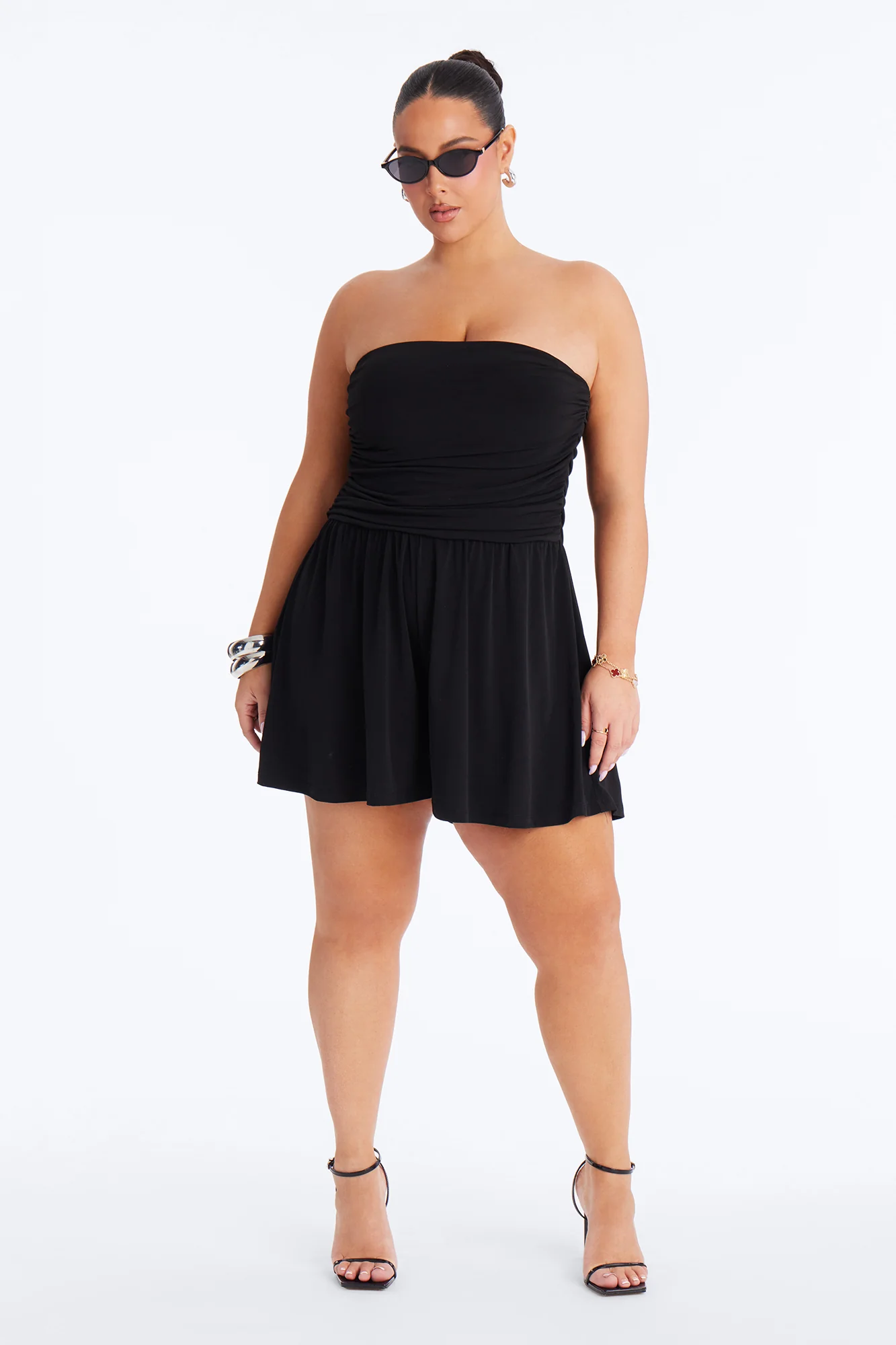 Krisha Strapless Flowy Romper - Black - Image 6
