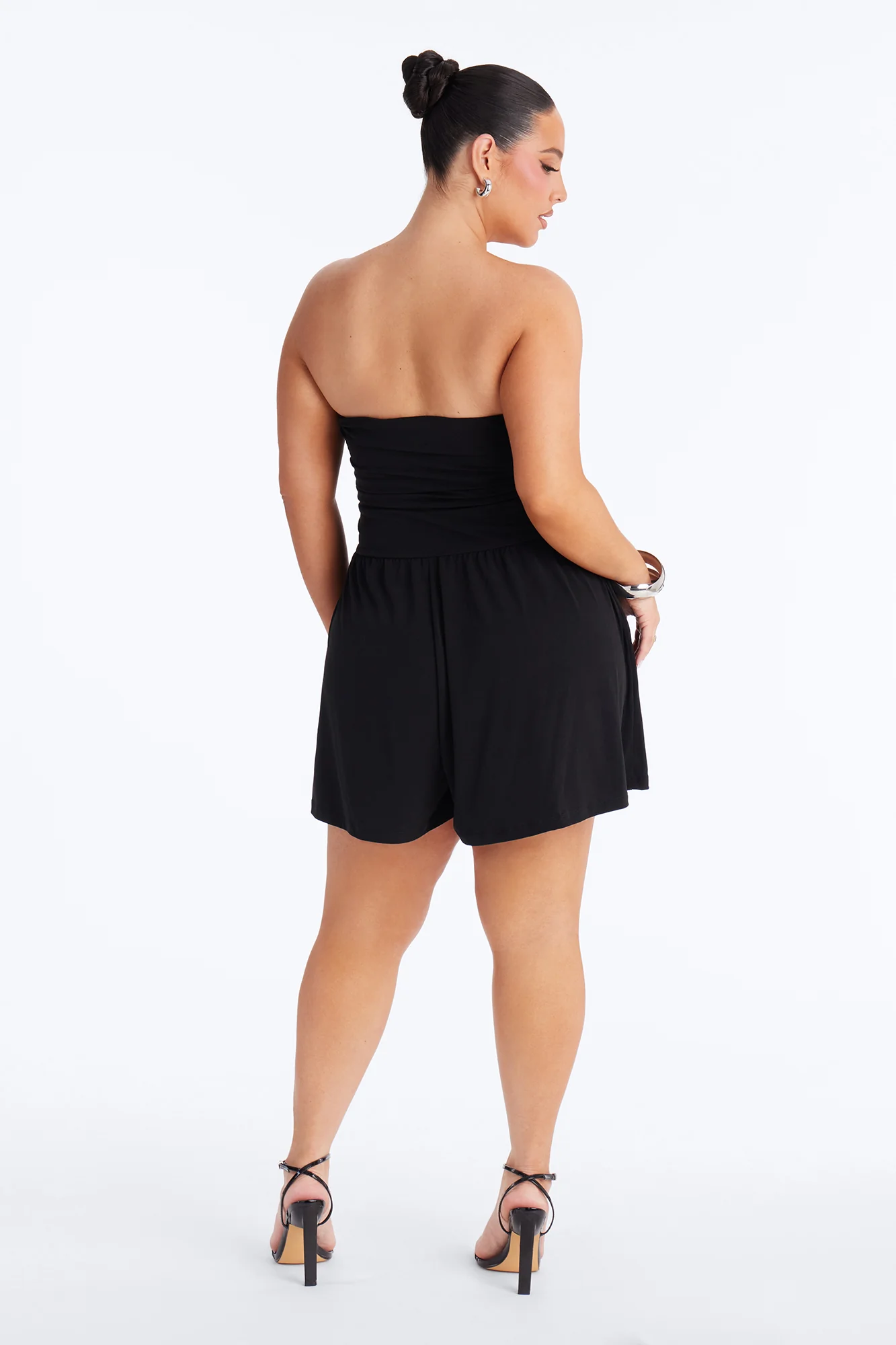 Krisha Strapless Flowy Romper - Black - Image 8