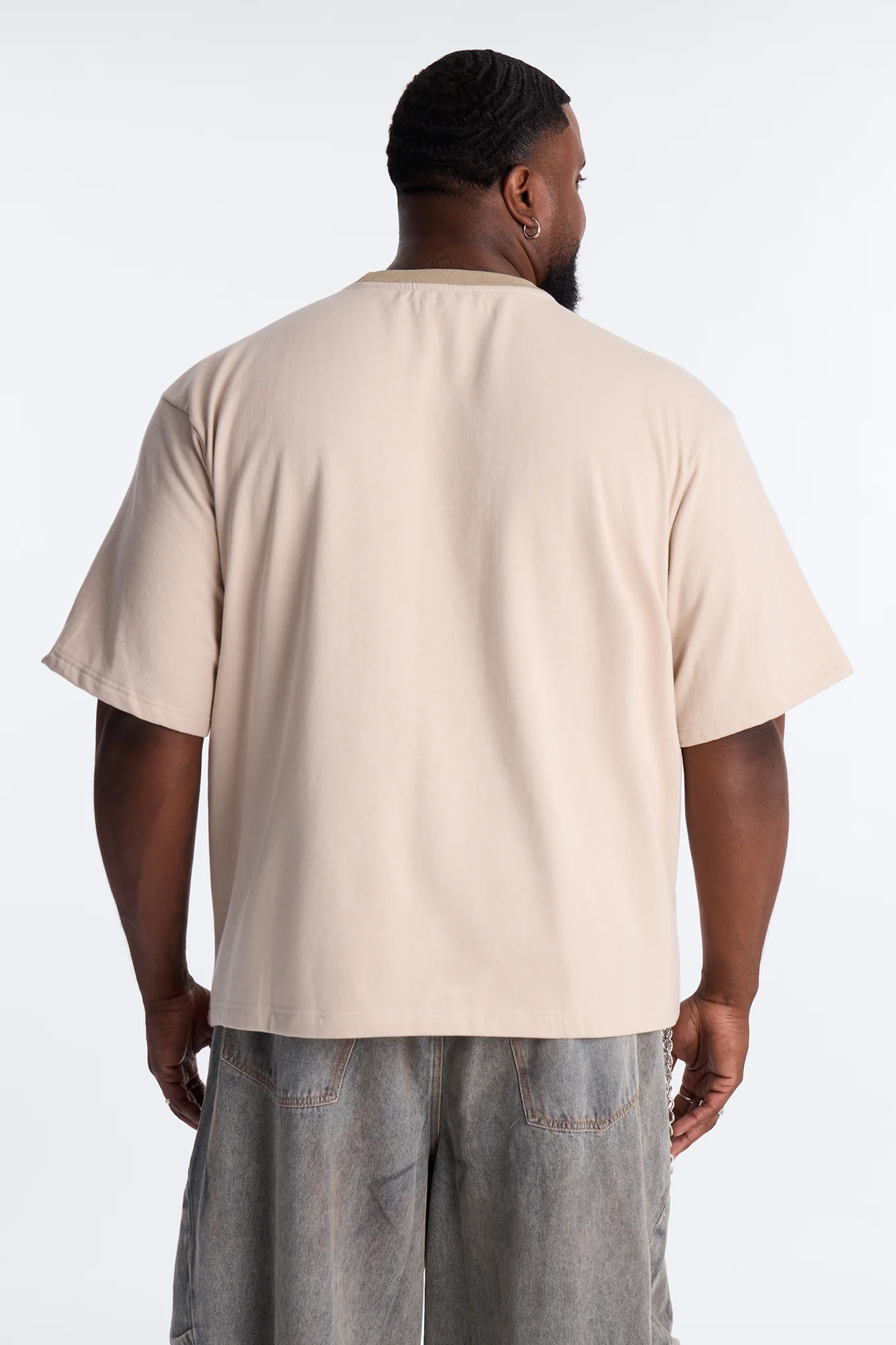 LA Embroidery Paneled Fleece Tee - Tan - Image 8