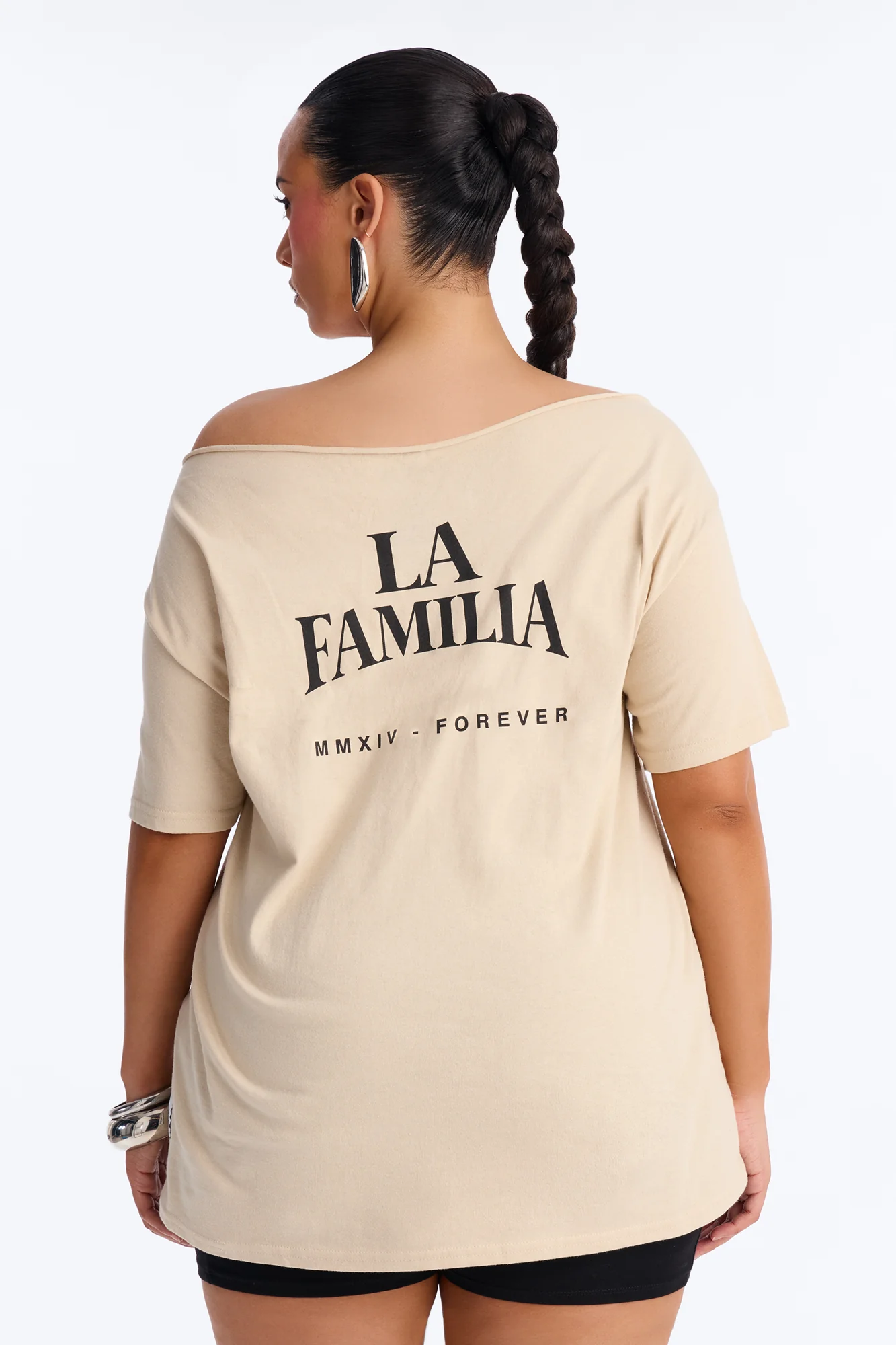 La Familia Forever Virgin Mary Off Shoulder Top - Sand - Image 5