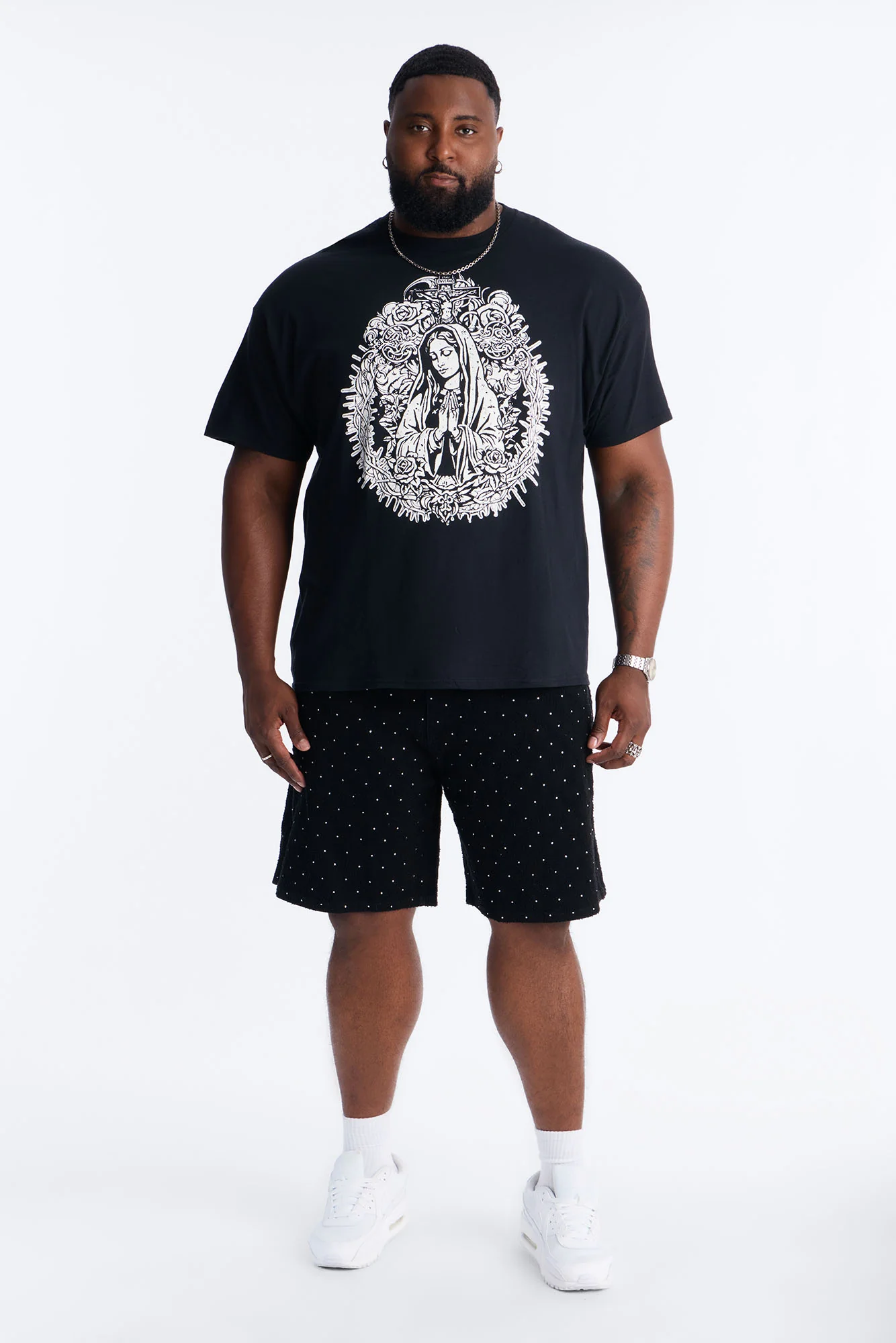 La Familia Mother Mary Short Sleeve Tee - Black - Image 5