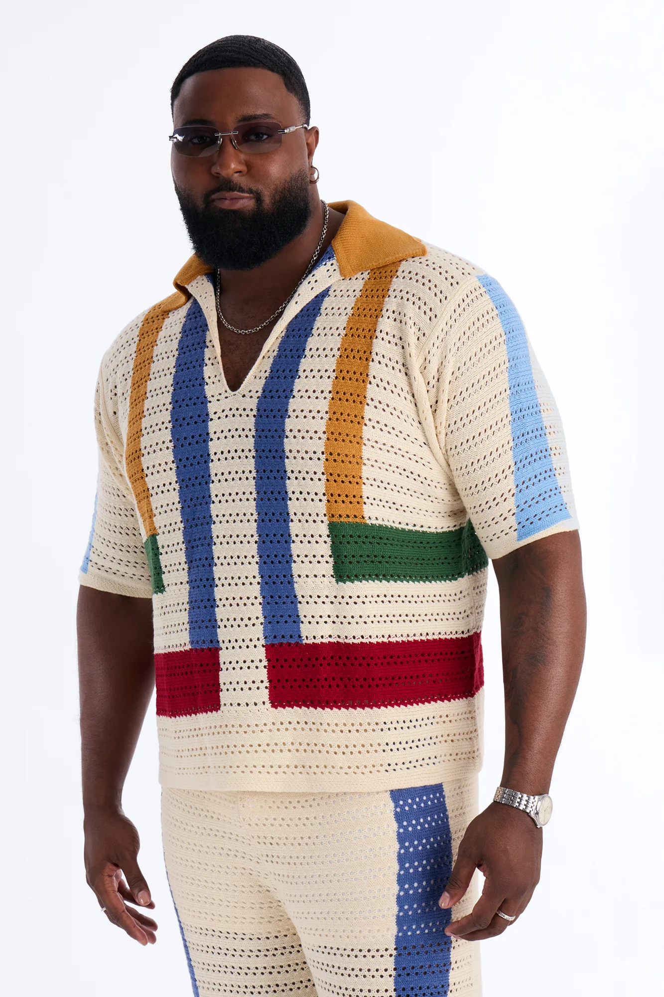 La Playa Crochet Mondrian Johnny Collar Polo - Multi Color - Image 4