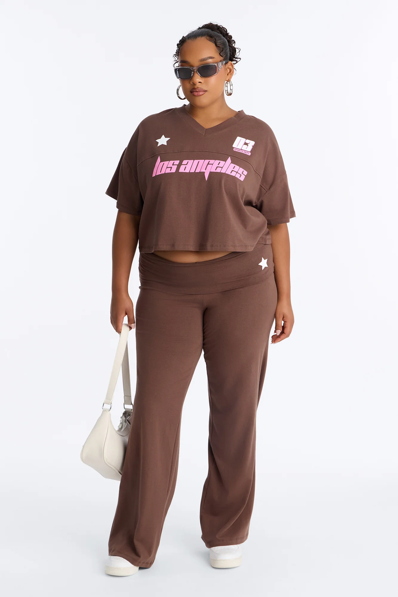 LA Status Foldover Pant Set - Brown/combo - Image 5