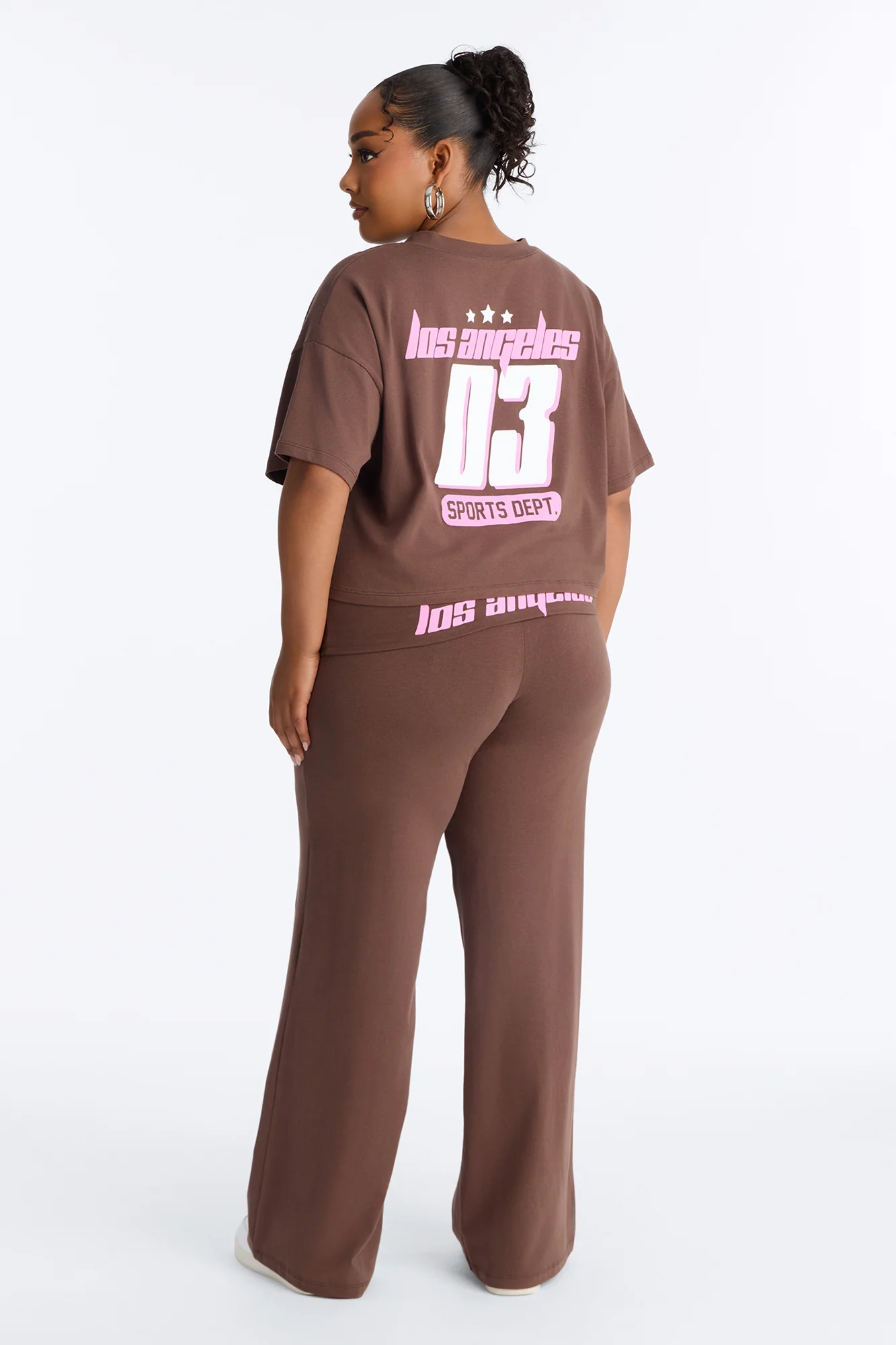 LA Status Foldover Pant Set - Brown/combo - Image 9