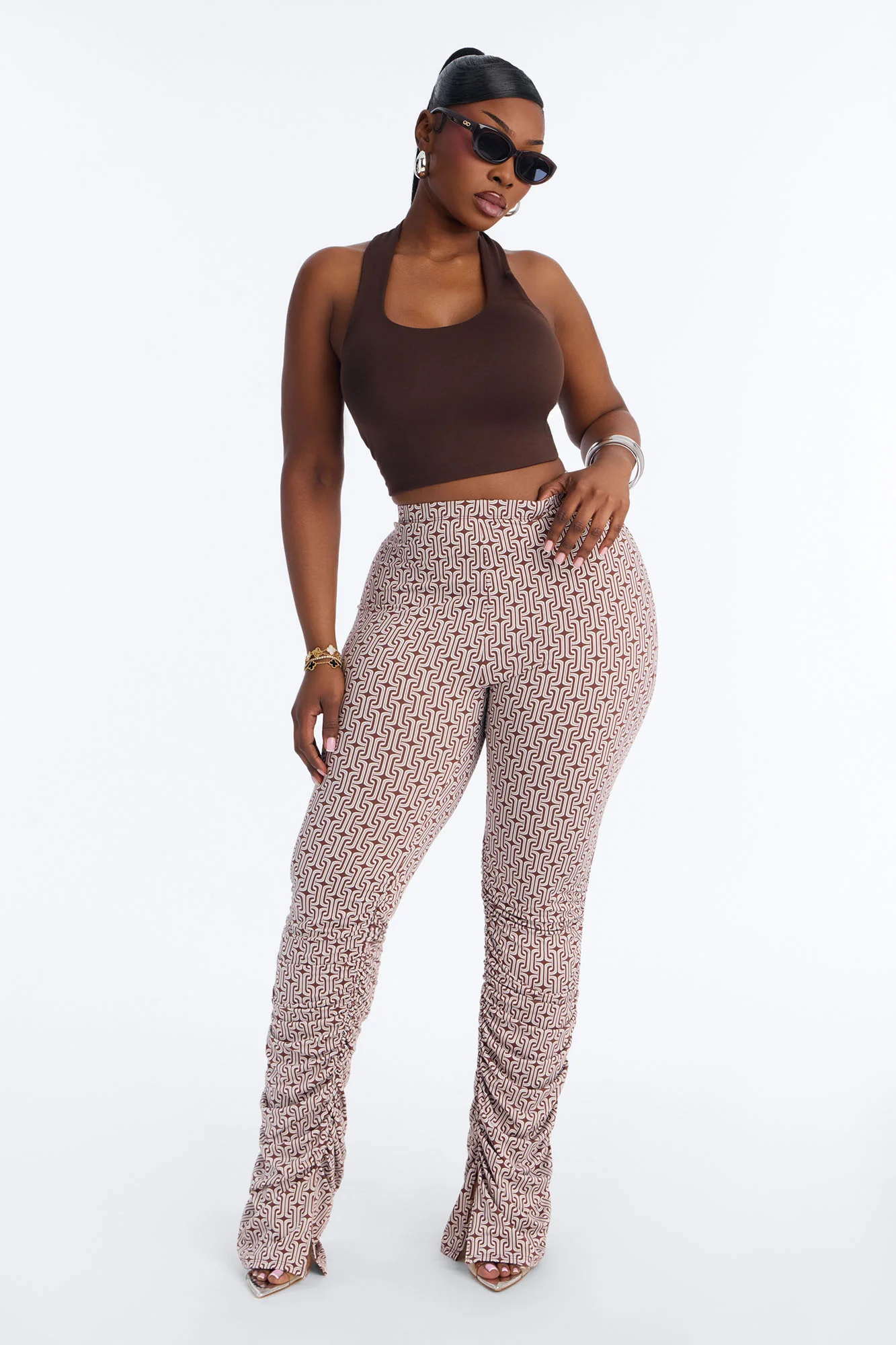 Labeled Luxe Stacked Skinny Pant - Brown/combo - Image 5