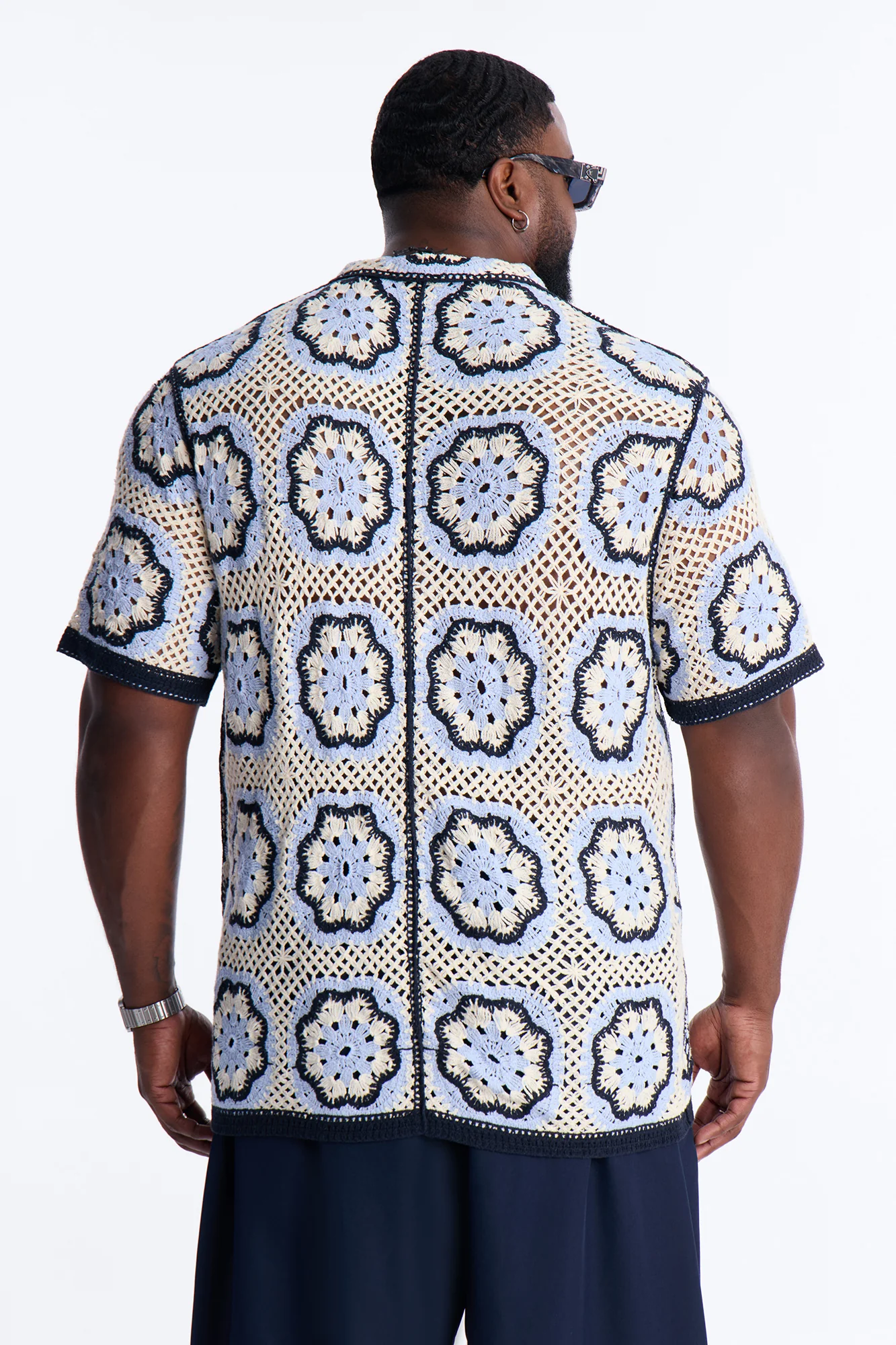 Laguna Crochet Button Up Shirt - Light Blue - Image 4