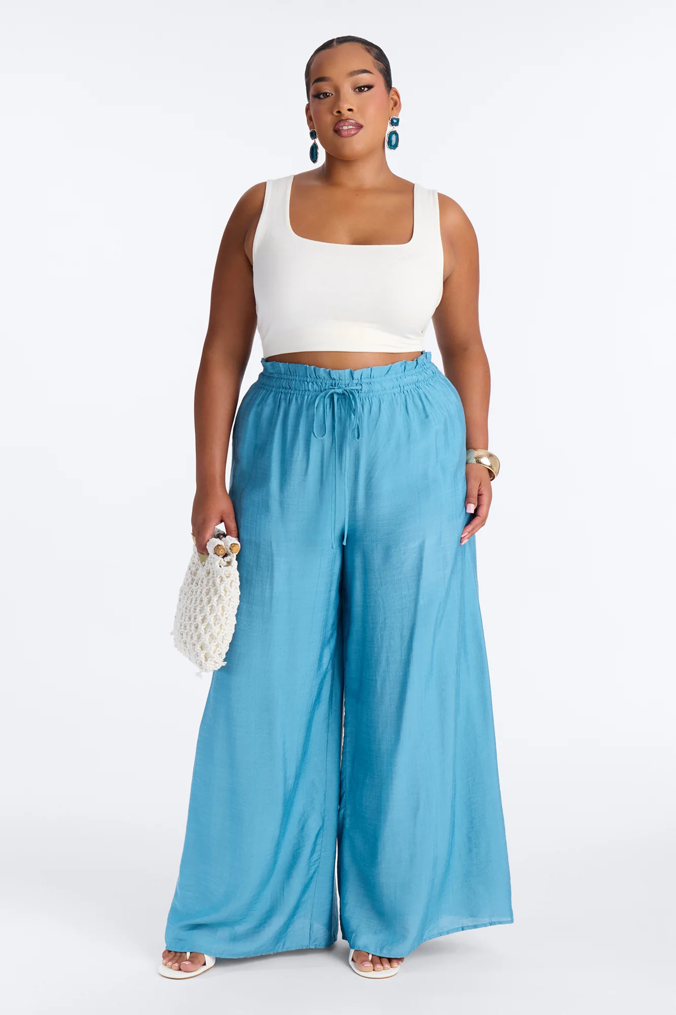 Lainey High Rise Wide Leg Pant 33″ - Teal - Image 5