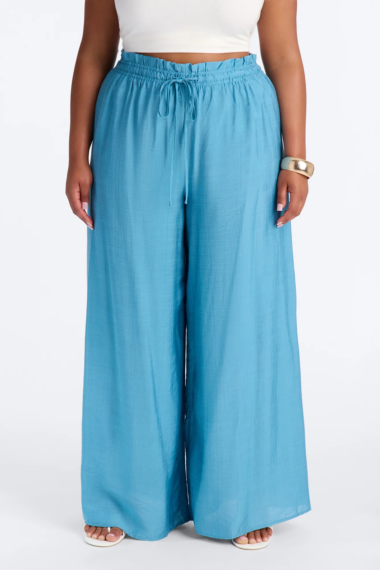 Lainey High Rise Wide Leg Pant 33″ - Teal - Image 6