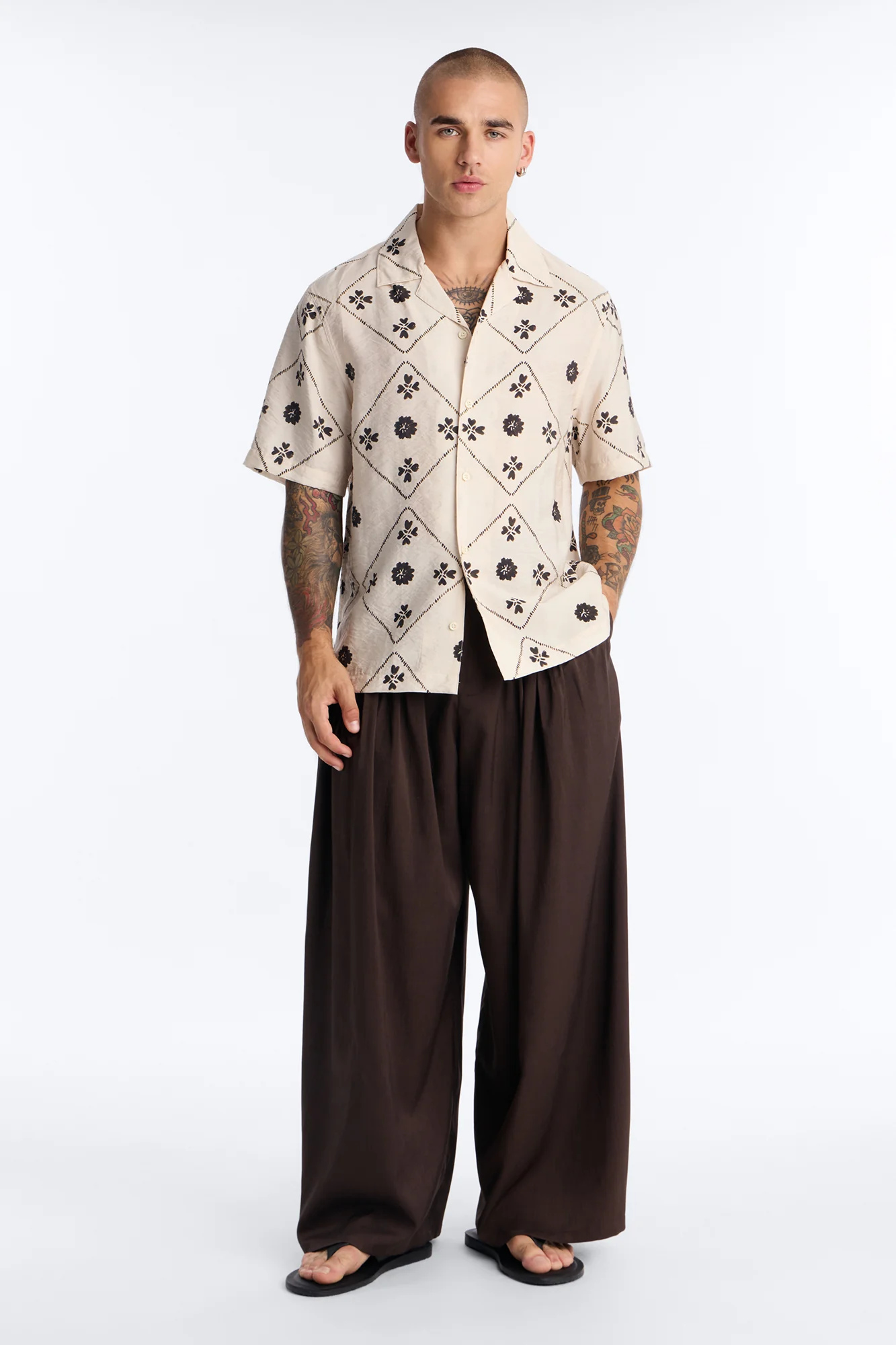 Languid Getaway Button Up Shirt - Cream/combo - Image 2