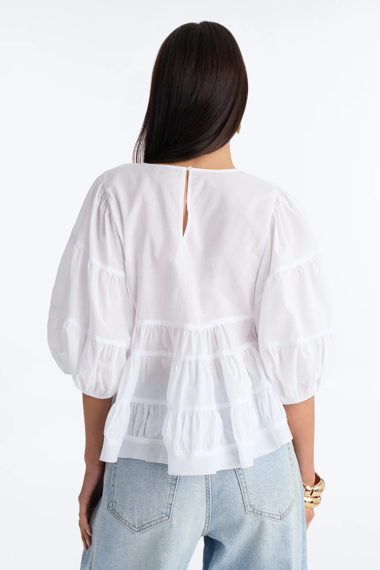 Laura BabyDoll Tiered Top - White - Image 3