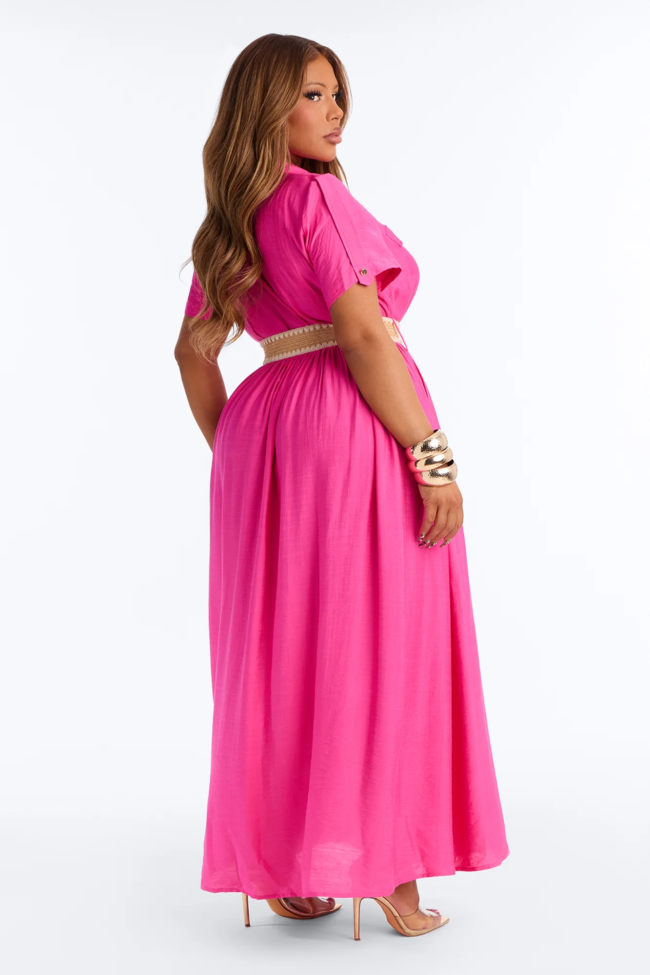 Laurel Linen Maxi Shirt Dress - HotPink - Image 7