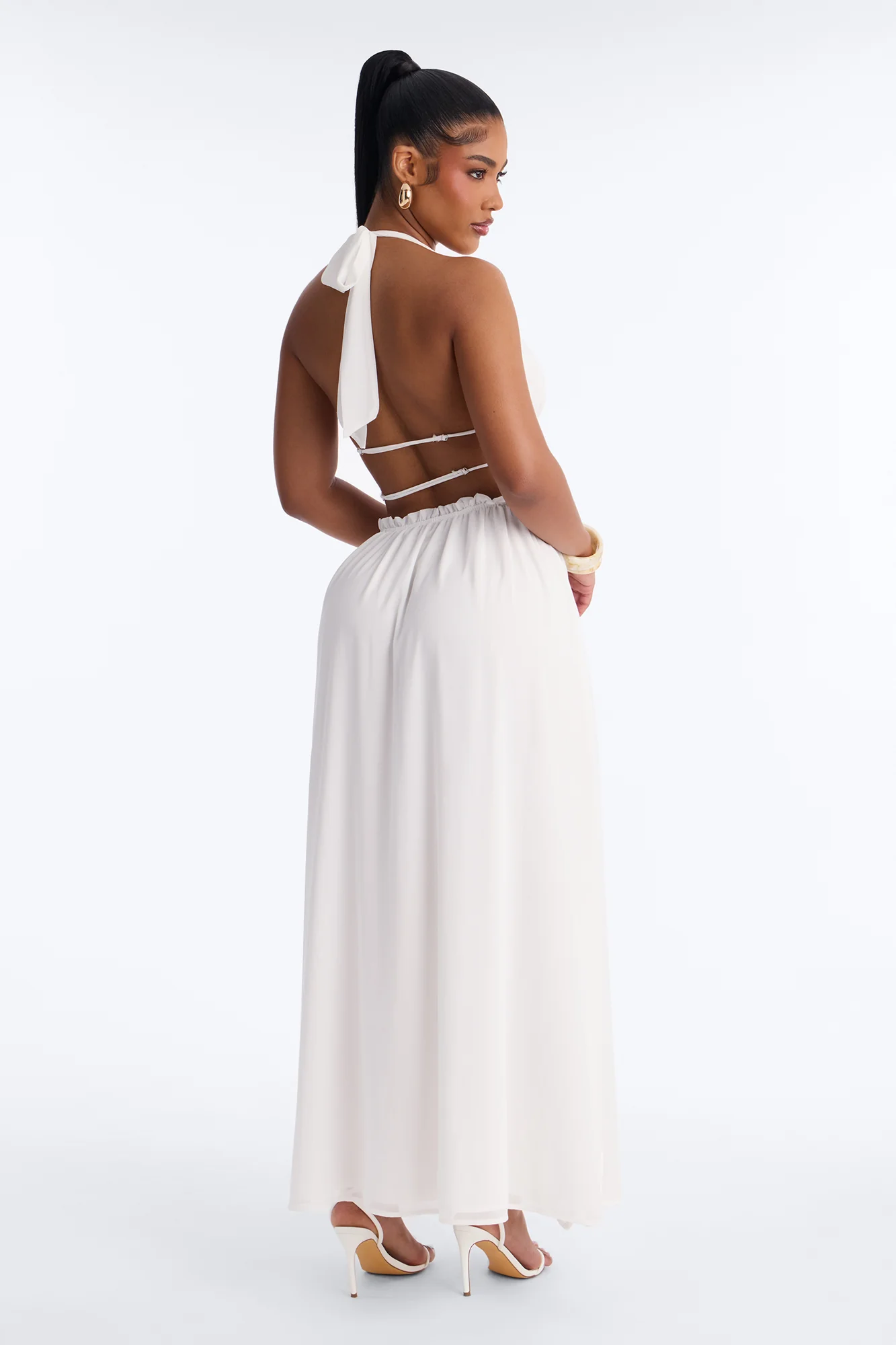 Lauryn Halter Chiffon Maxi Dress - White - Image 4