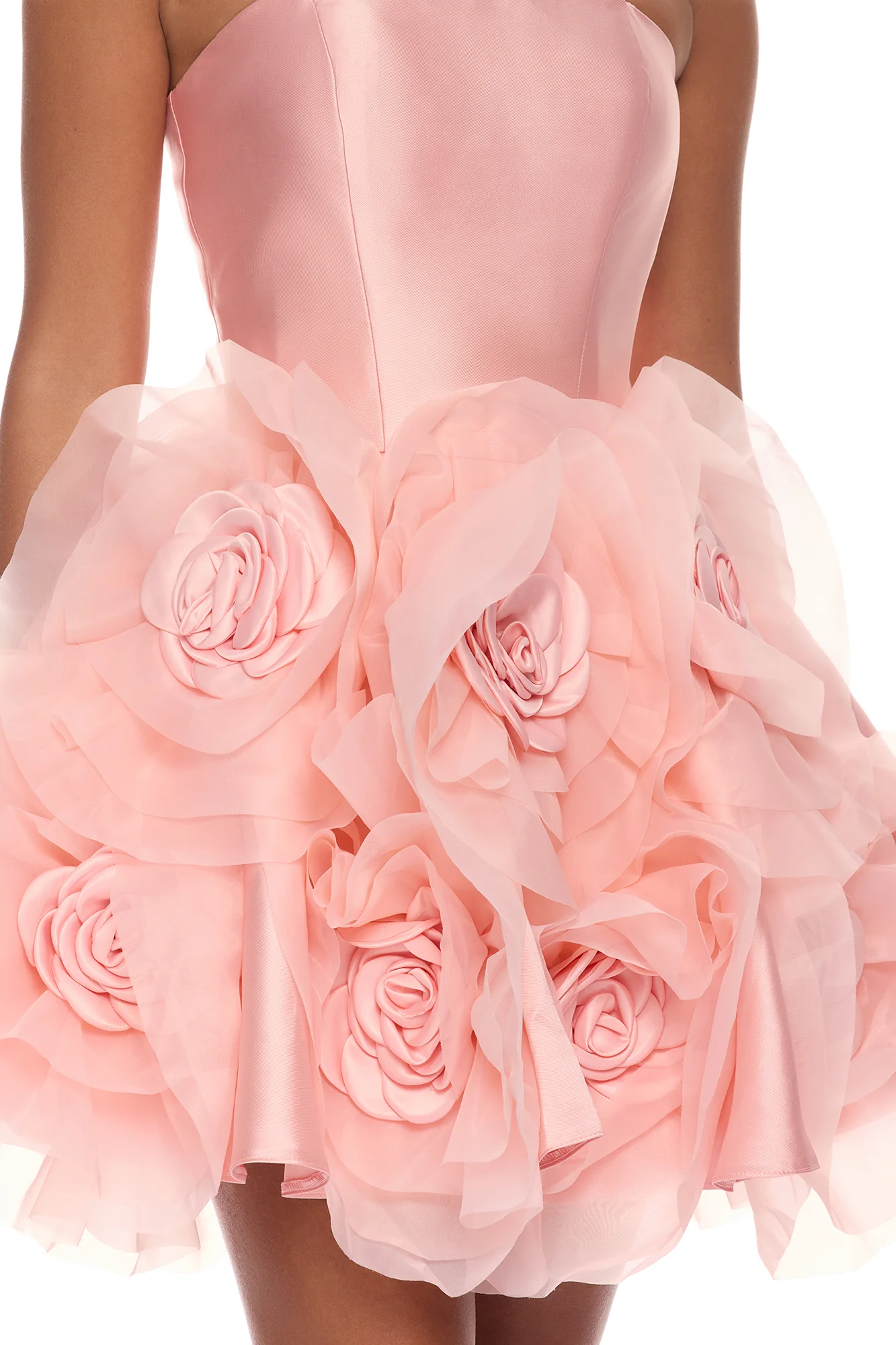 Leona Floral Applique Mini Dress - Peach - Image 3