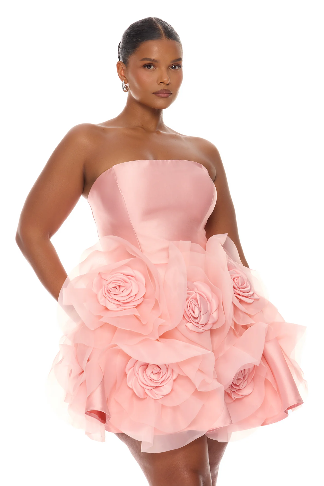 Leona Floral Applique Mini Dress - Peach - Image 6