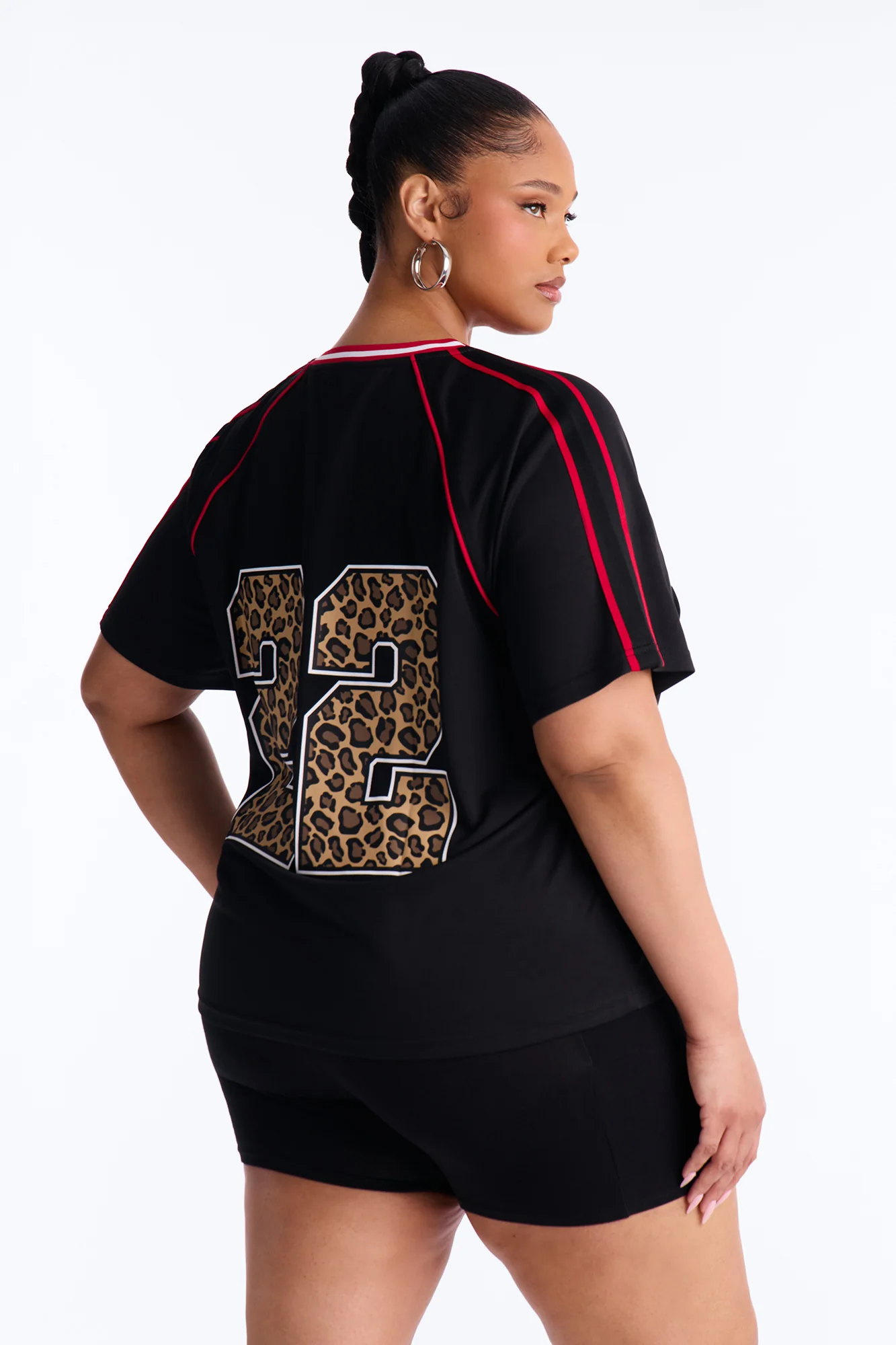 Leopard Numbers V Neck Jersey - Black - Image 7