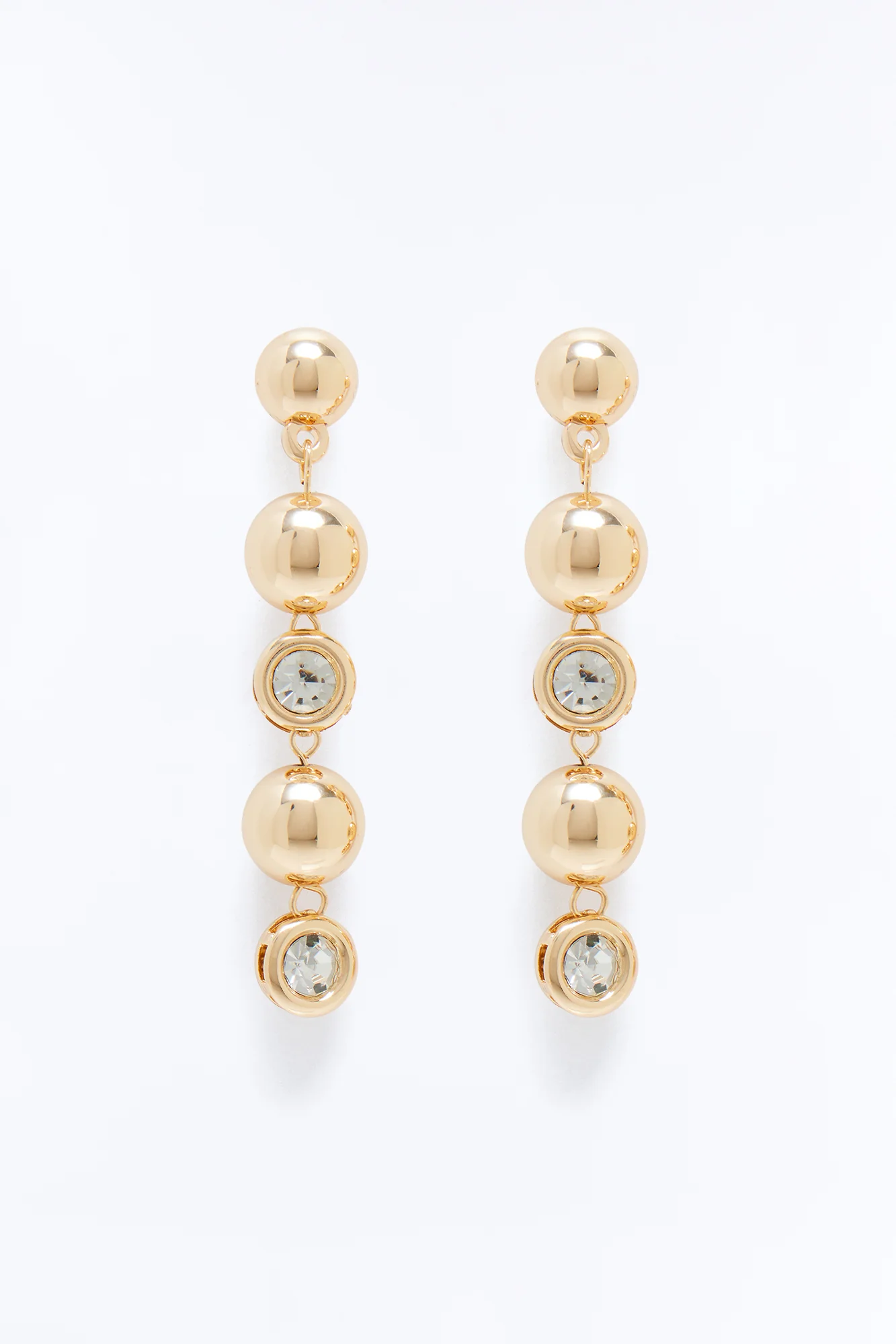 Let It Be Rhinestone Linear Earrings - Gold - Image 3