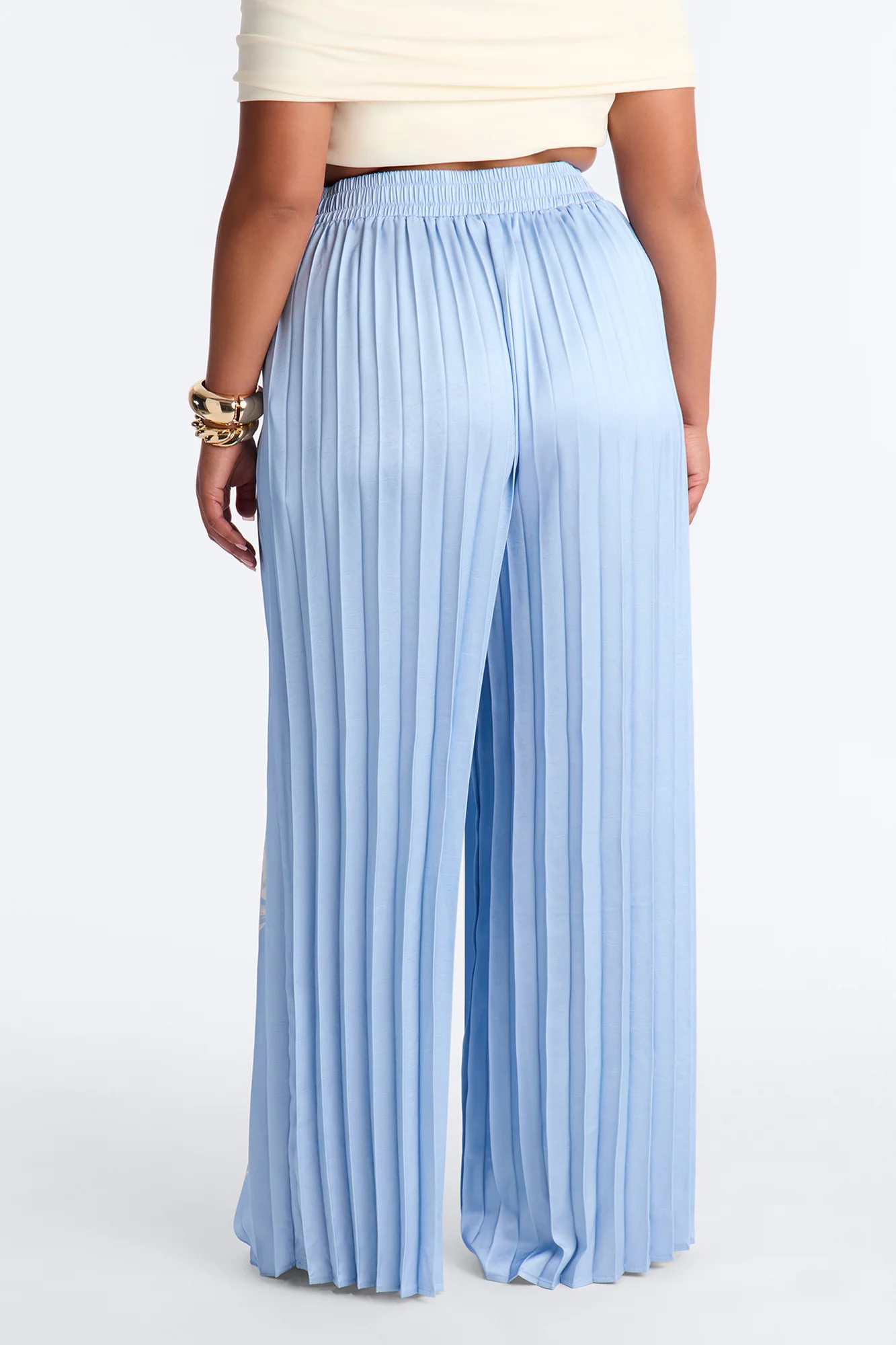 Let's Go Babe Satin Printed Wide Leg Pant - Blue/combo - Image 7