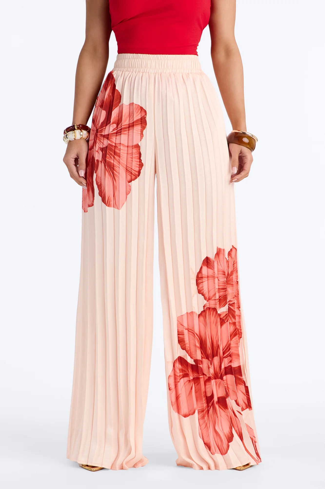 Let's Go Babe Satin Printed Wide Leg Pant - Pink/combo - Image 2