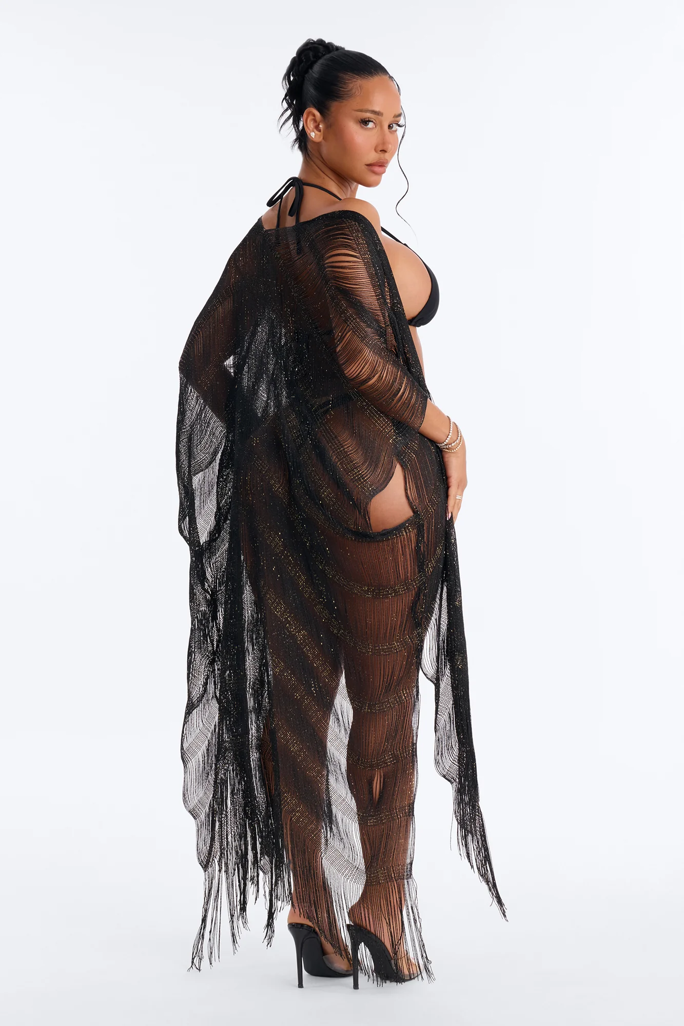 Letty Swim Cover Up Kimono - Black - Image 4