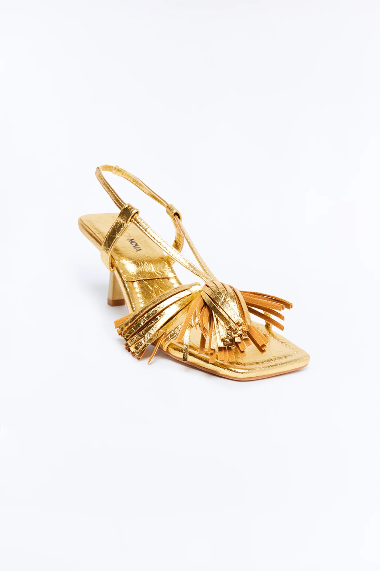 Lexla Fringe Slingback Heels - Gold - Image 4