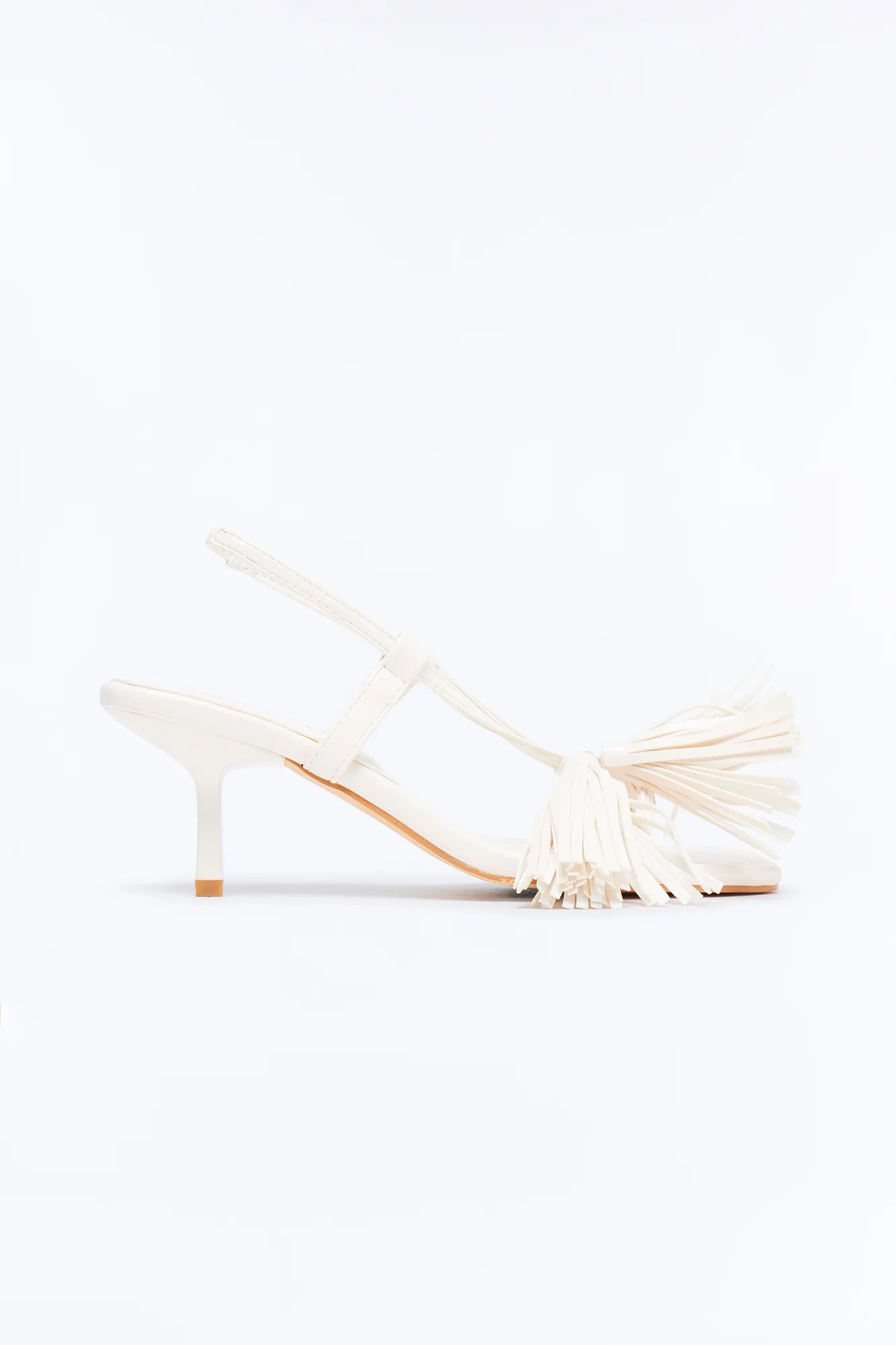 Lexla Fringe Slingback Heels - White - Image 3