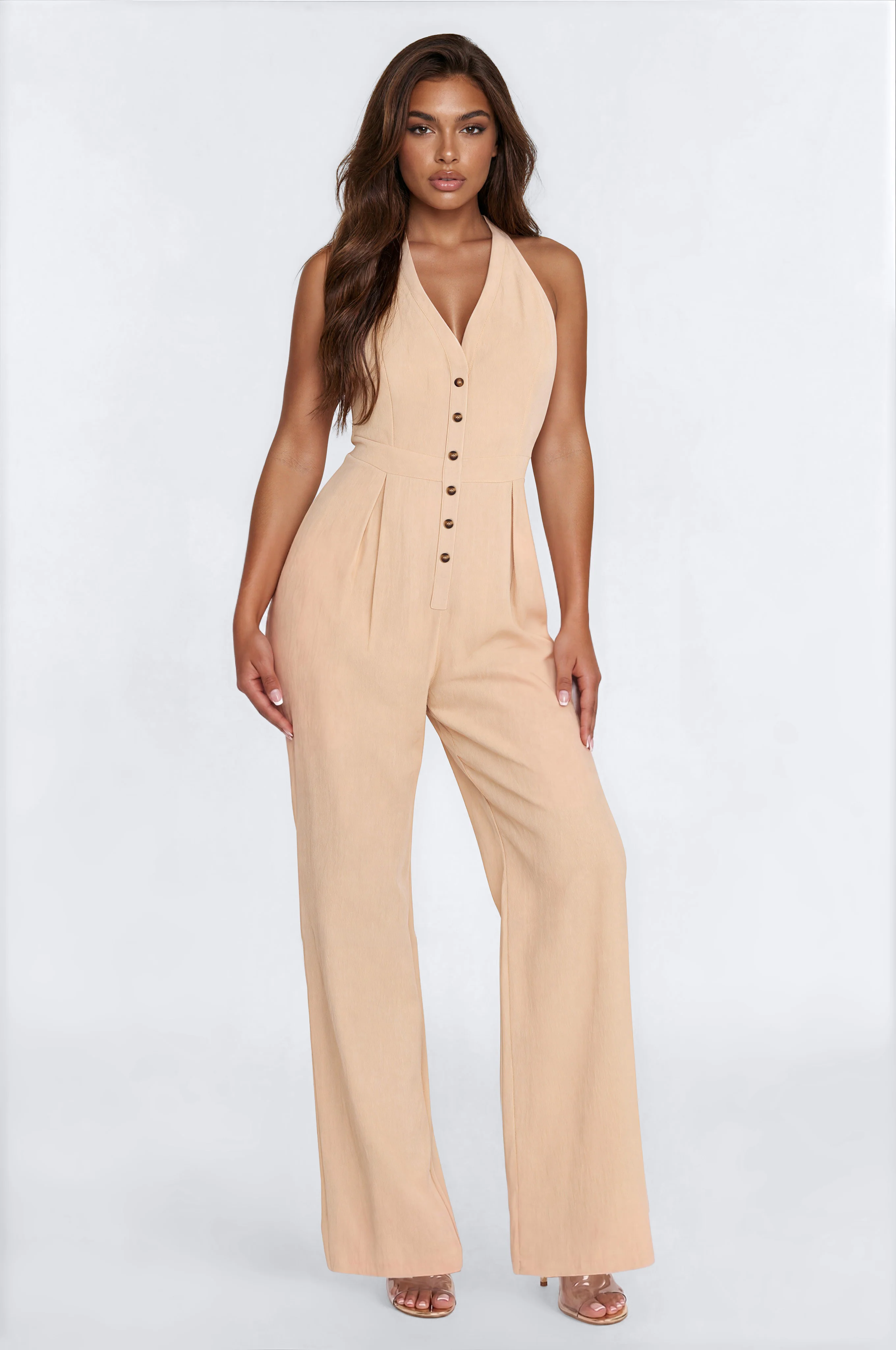 Liana Linen Halter Jumpsuit - Natural