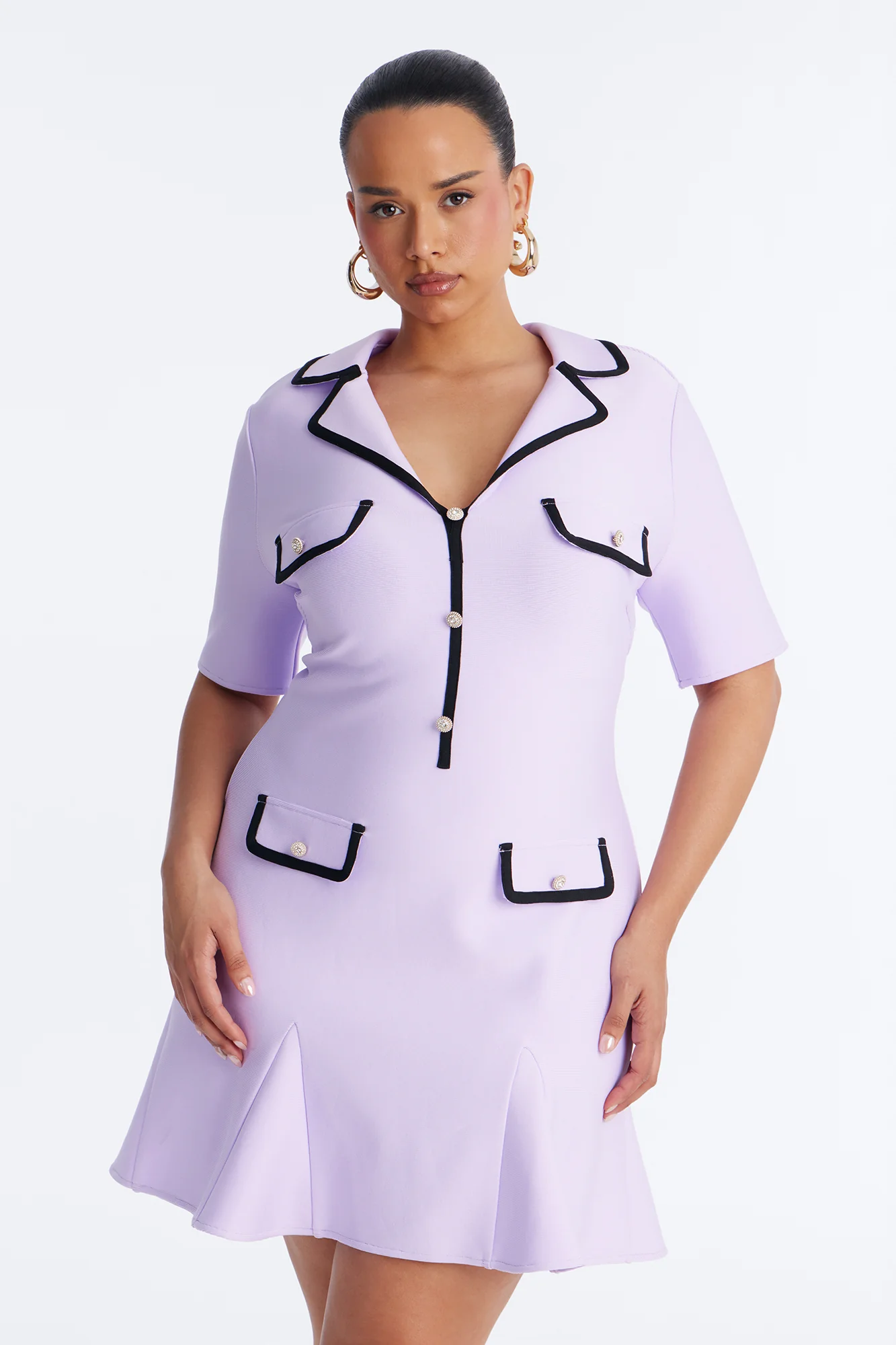 Libbie Short Sleeve Bandage Mini Dress - Lavender - Image 6