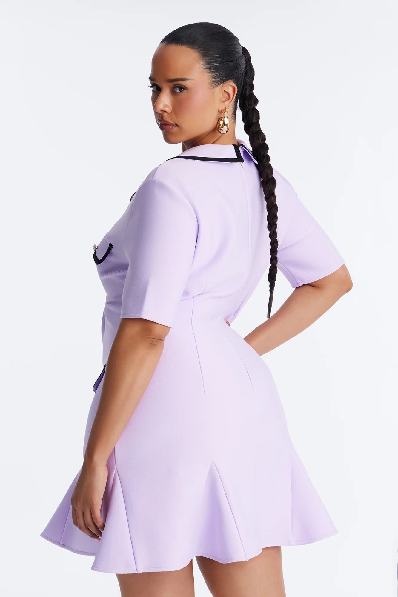 Libbie Short Sleeve Bandage Mini Dress - Lavender - Image 8