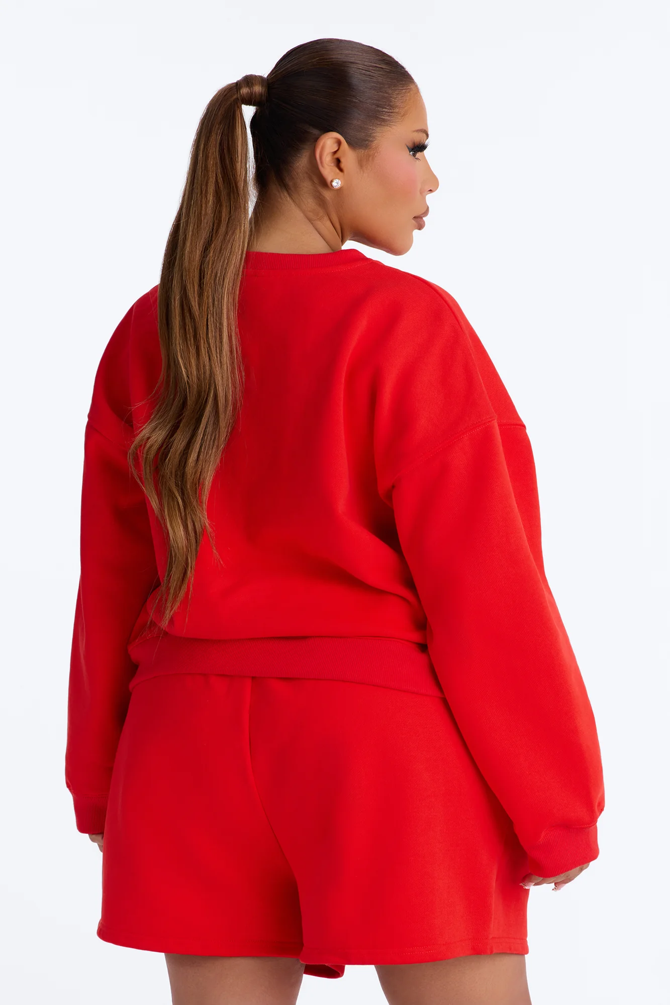 Libby Crew Neck Fleece Sweatshirt - Red - Image 4