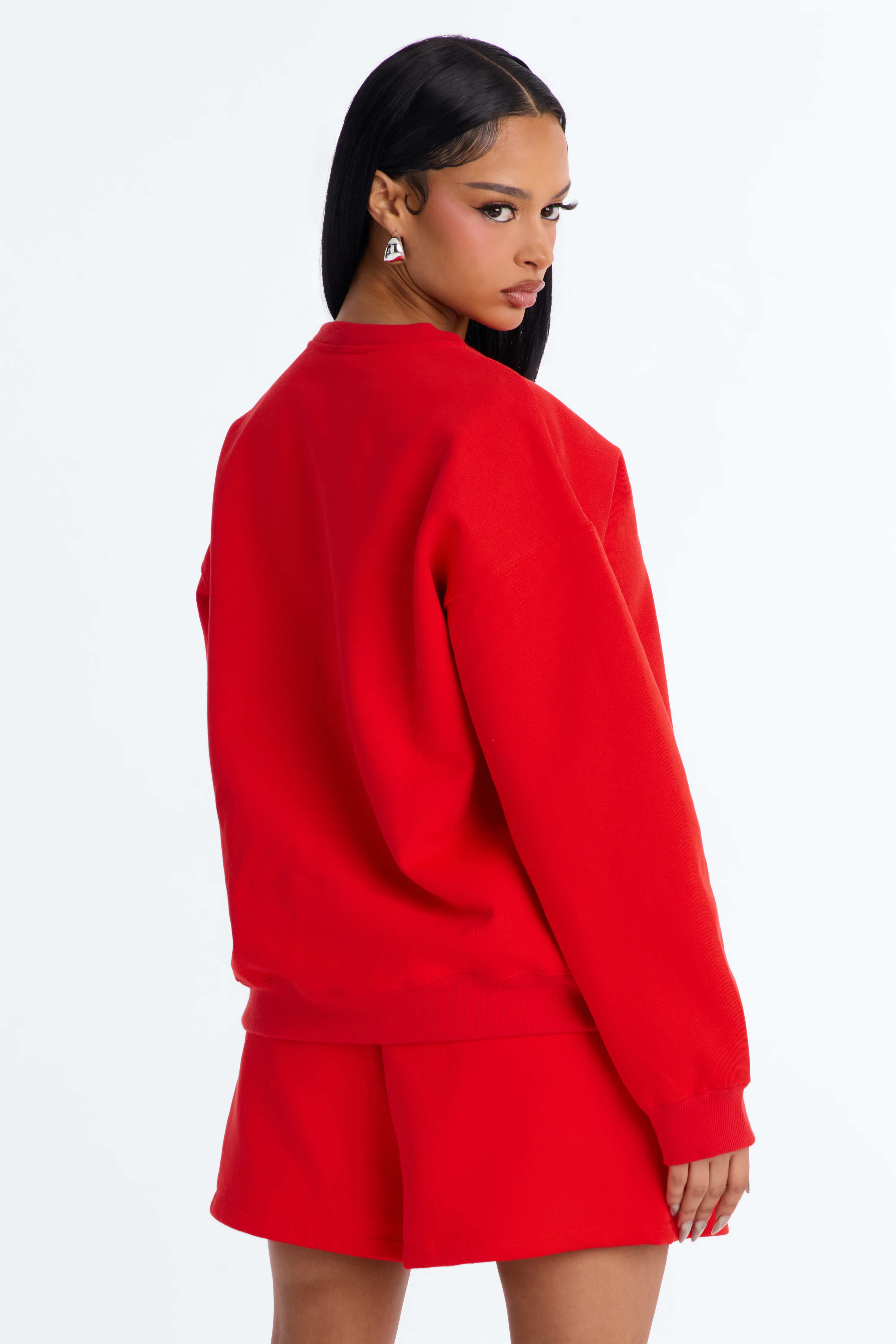 Libby Crew Neck Fleece Sweatshirt - Red - Image 7