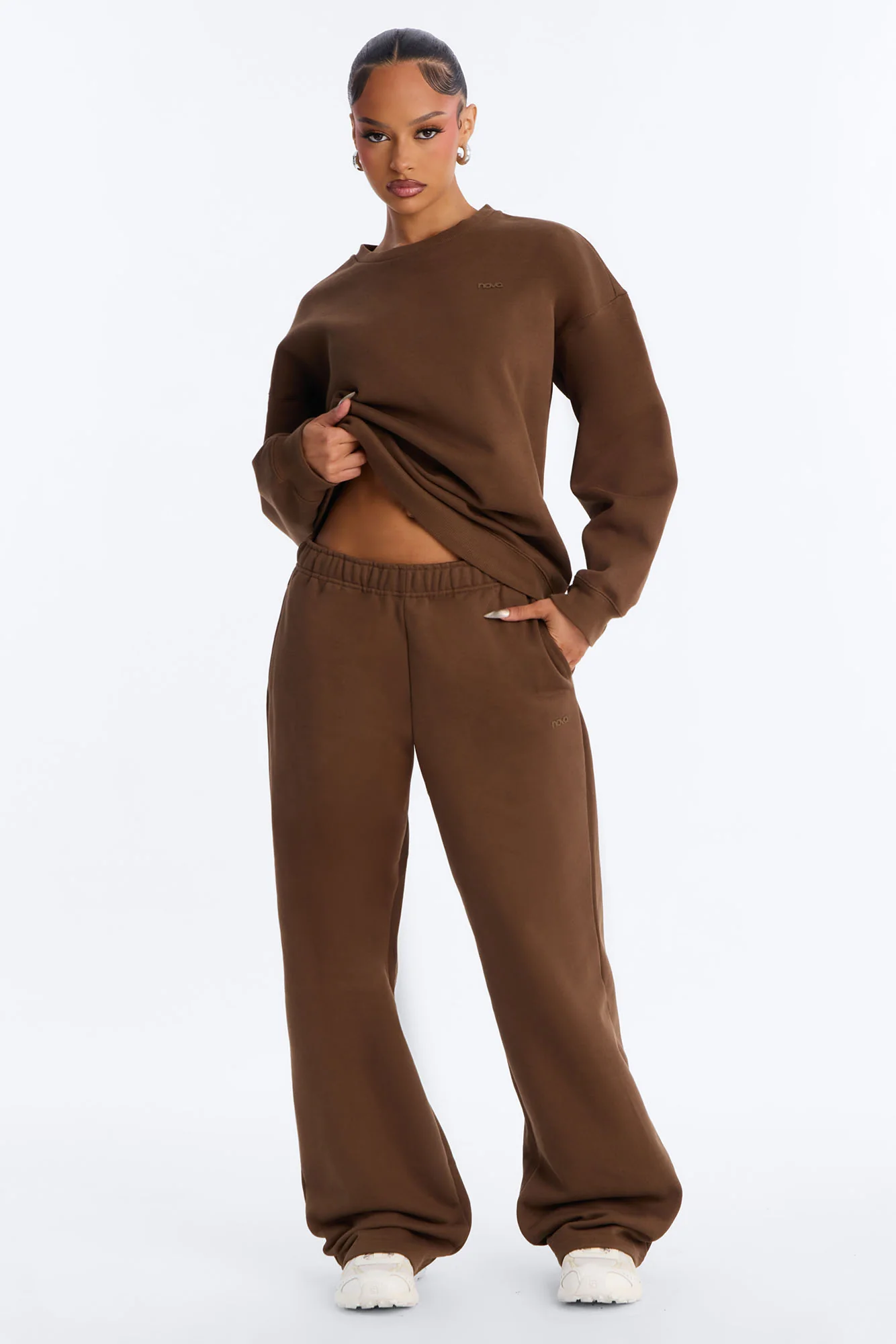 Libby Fleece Straight Leg Sweatpant - Brown