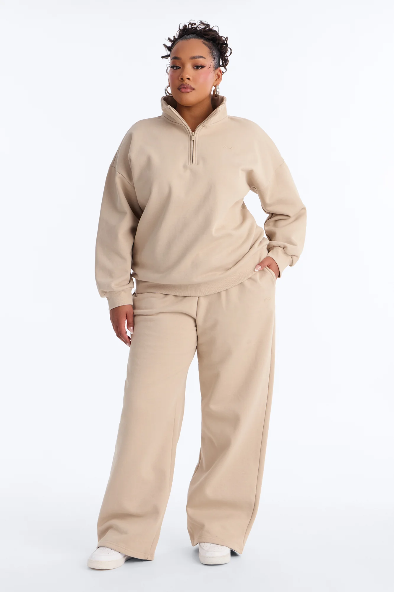 Libby Fleece Straight Leg Sweatpant - Taupe - Image 4