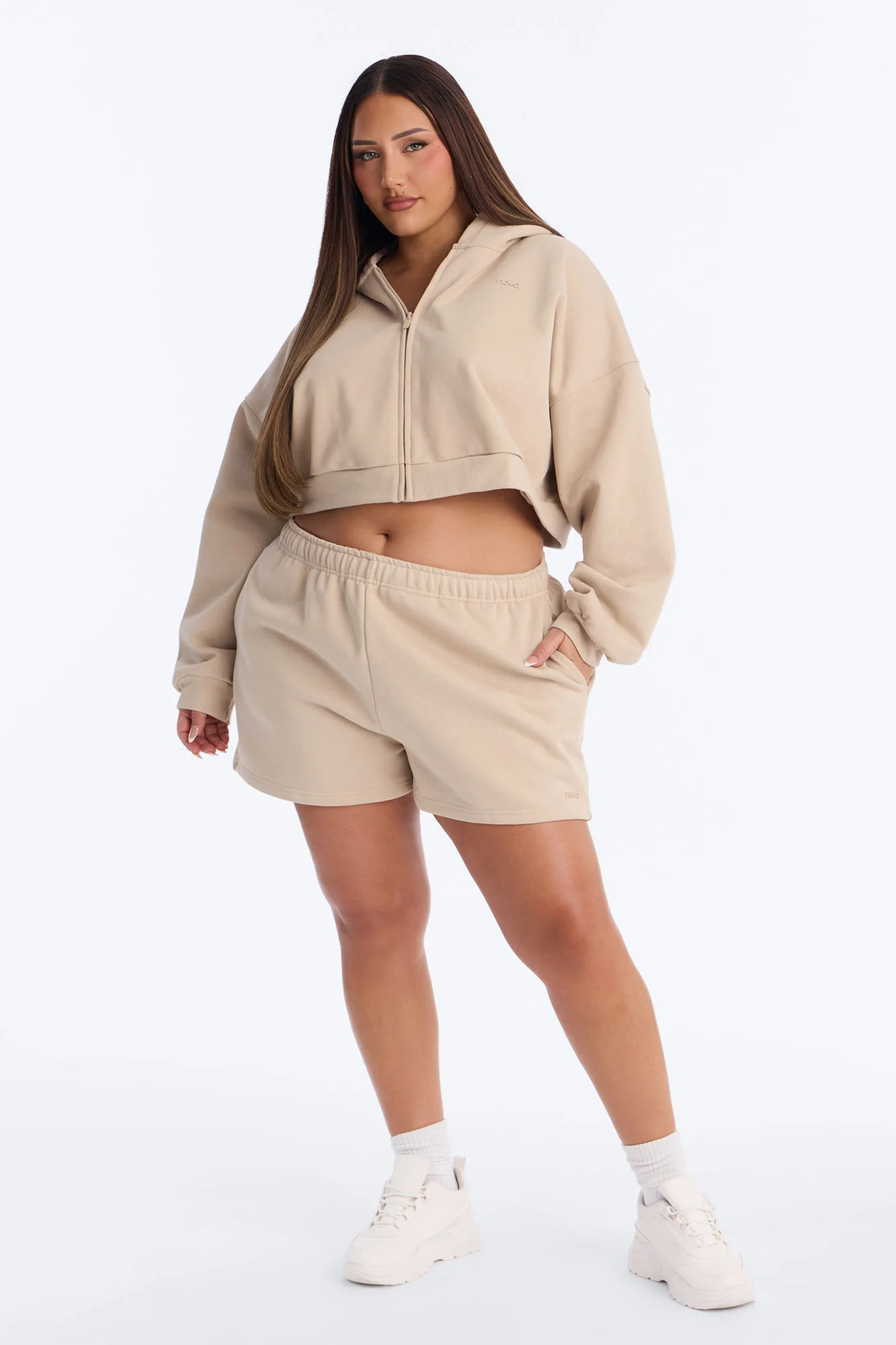 Libby Fleece Sweat Short - Taupe - Image 6