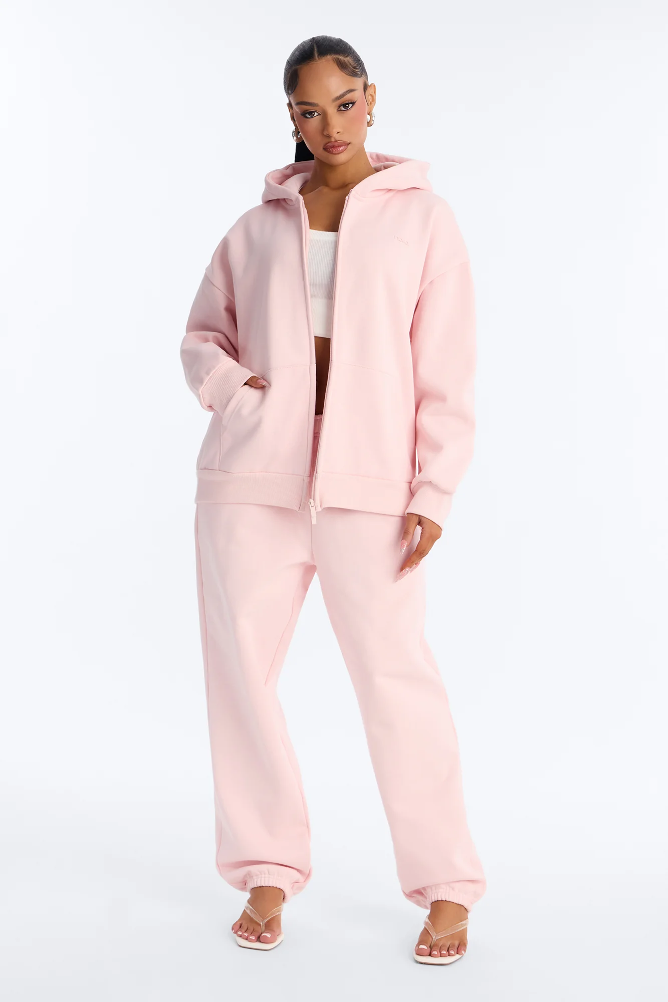 Libby Full Zip Hoodie Fleece Sweatshirt - Pink