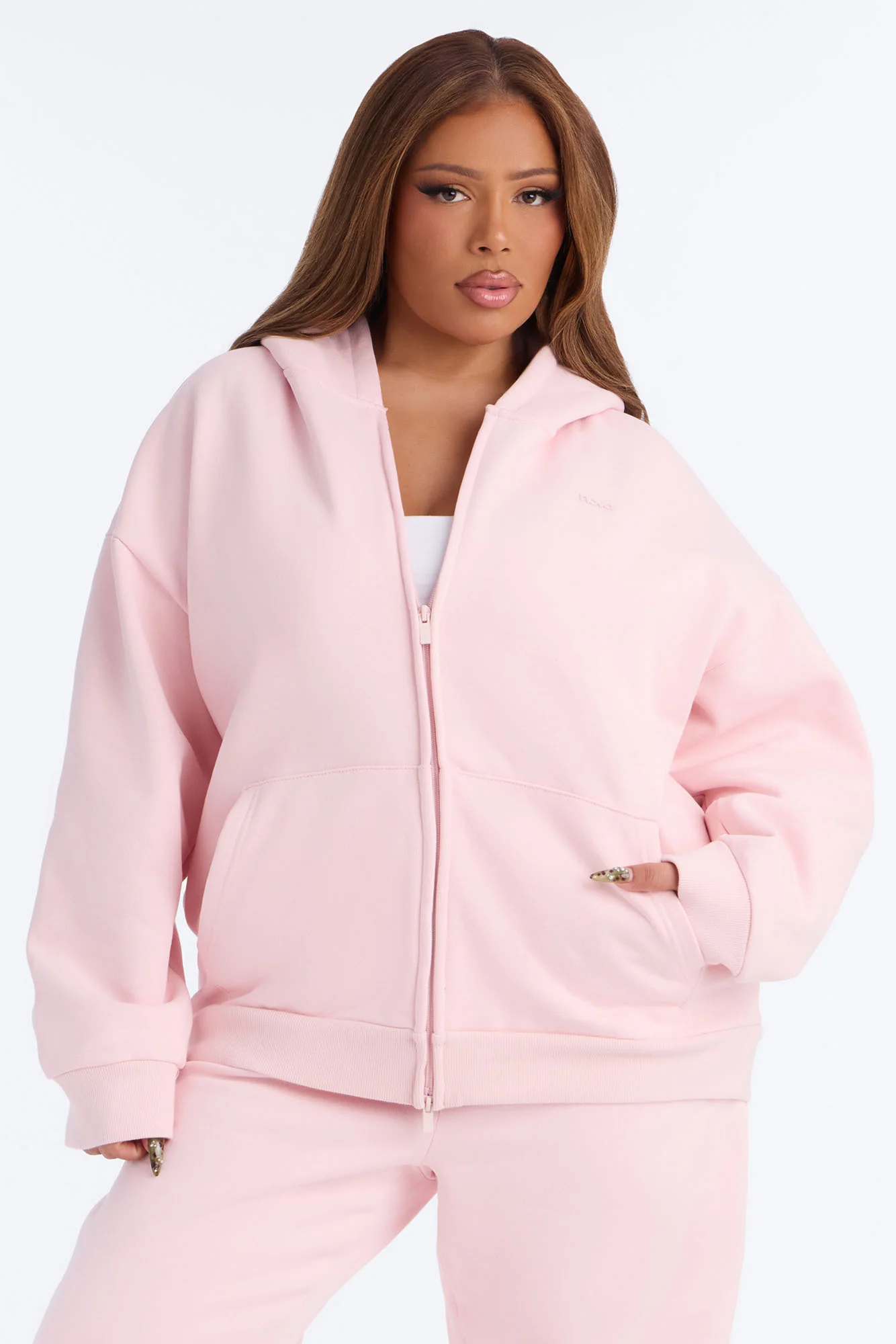 Libby Full Zip Hoodie Fleece Sweatshirt - Pink - Image 5